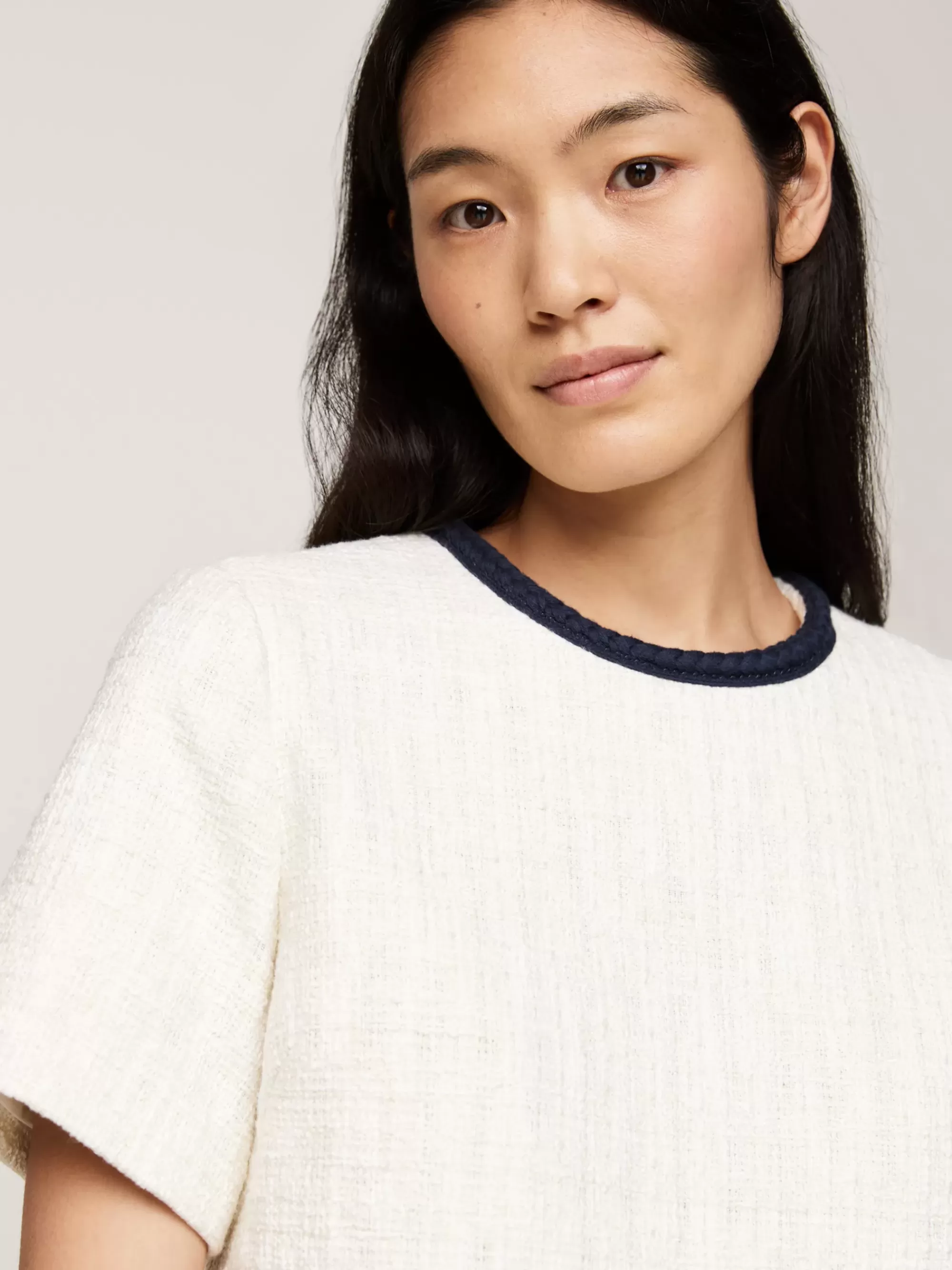 Jurken*Tommy Hilfiger A-lijn Mini-shiftjurk Van Tweed ANCIENT WHITE