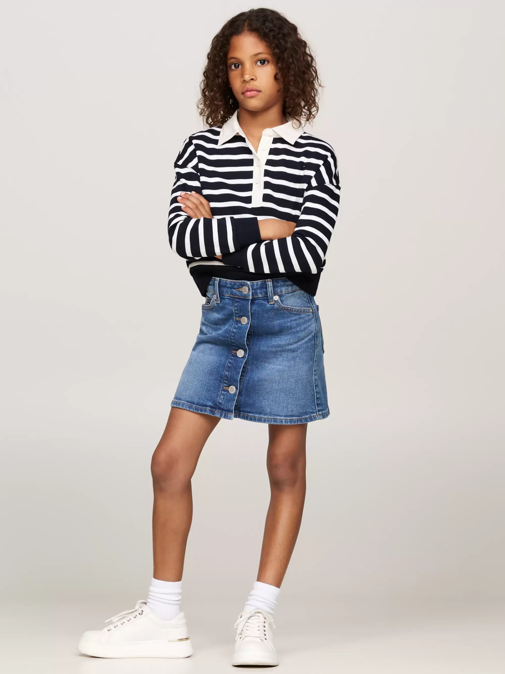 Broeken & Rokken*Tommy Hilfiger A-line Denim Rok Met Knoopsluiting STREAKYBLUE