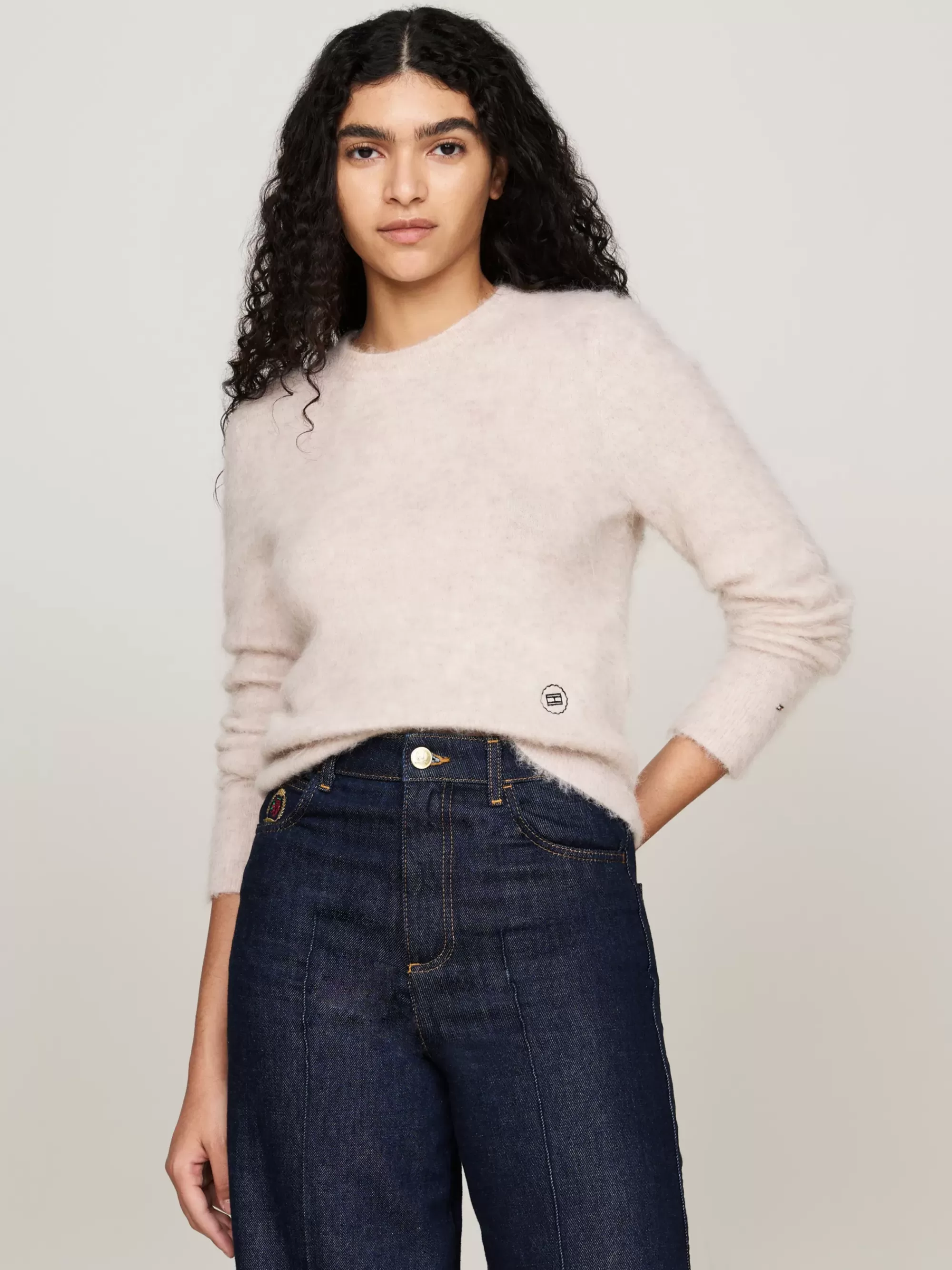 Truien | Truien & Vesten*Tommy Hilfiger Alpacamix Trui Met Ronde Hals CLASSIC BEIGE HEATHER