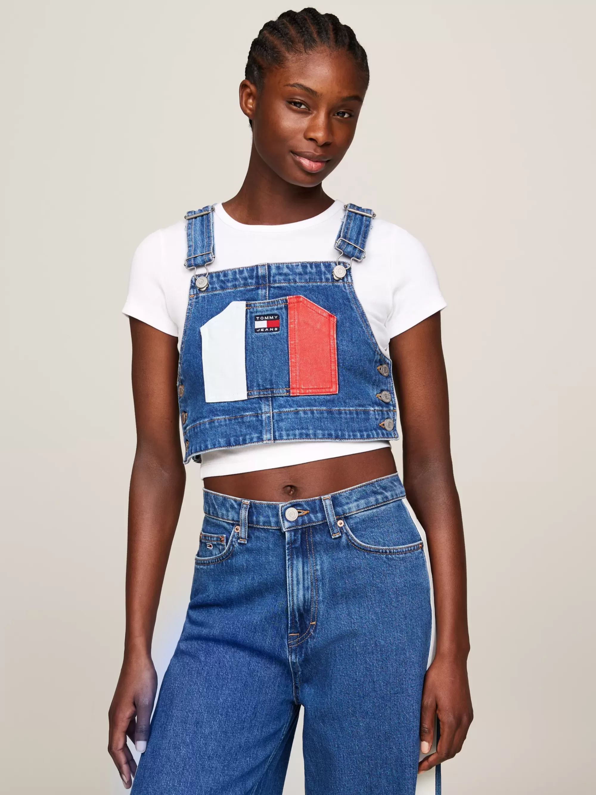 Curve Mode & Inclusieve Maten | T-Shirts*Tommy Hilfiger Archive Dungaree-crop Top DENIM MEDIUM
