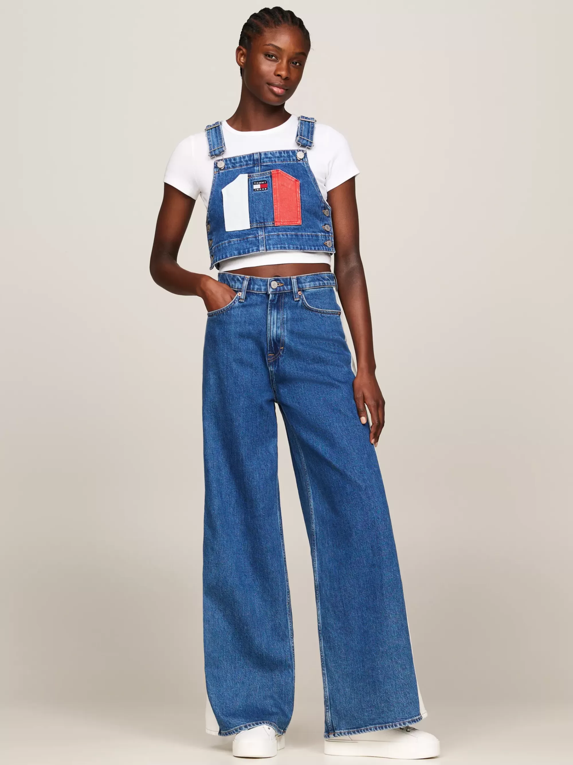 Curve Mode & Inclusieve Maten | T-Shirts*Tommy Hilfiger Archive Dungaree-crop Top DENIM MEDIUM