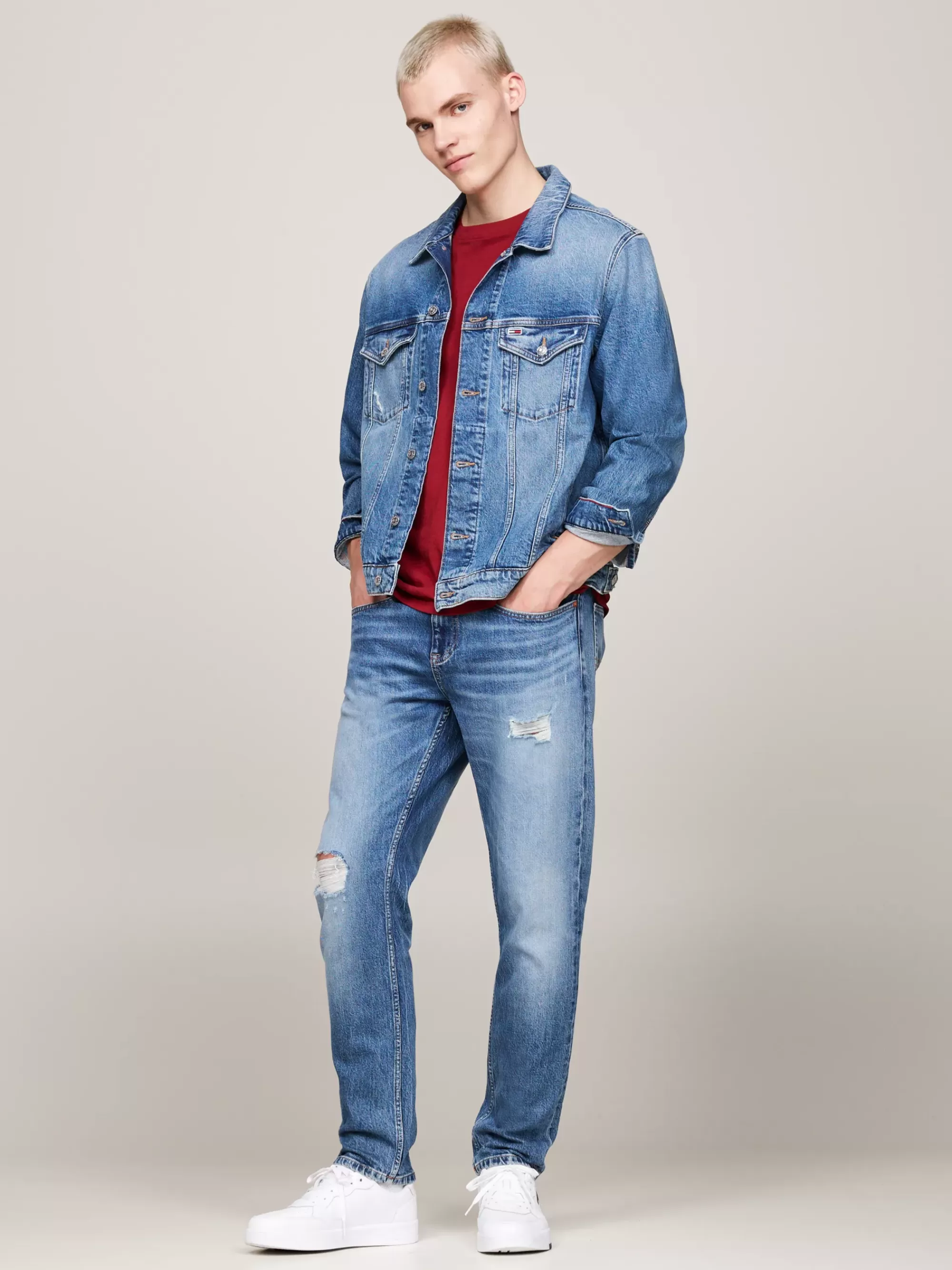 Jeans*Tommy Hilfiger Austin Distressed Slim Tapered Jeans DENIM MEDIUM