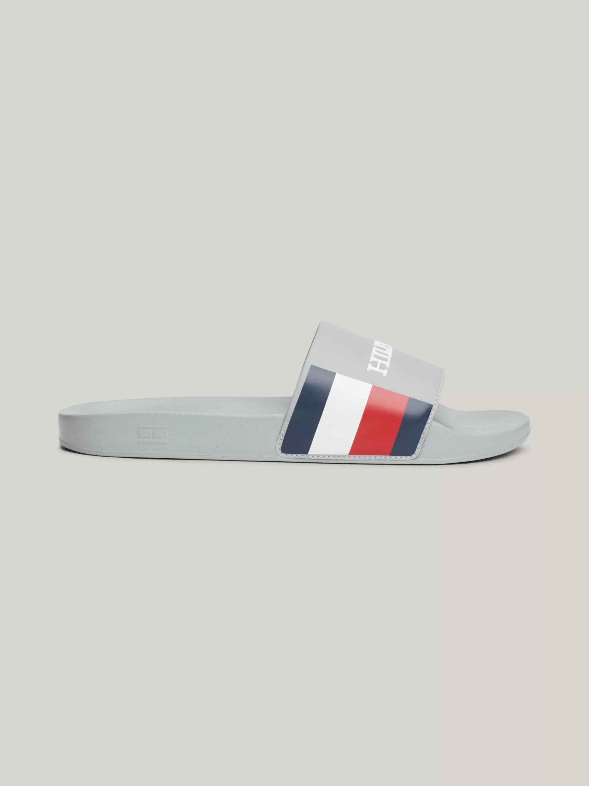 Sandalen & Flip Flops*Tommy Hilfiger Badslipper Met Logo Op Het Bandje ANTIQUE SILVER