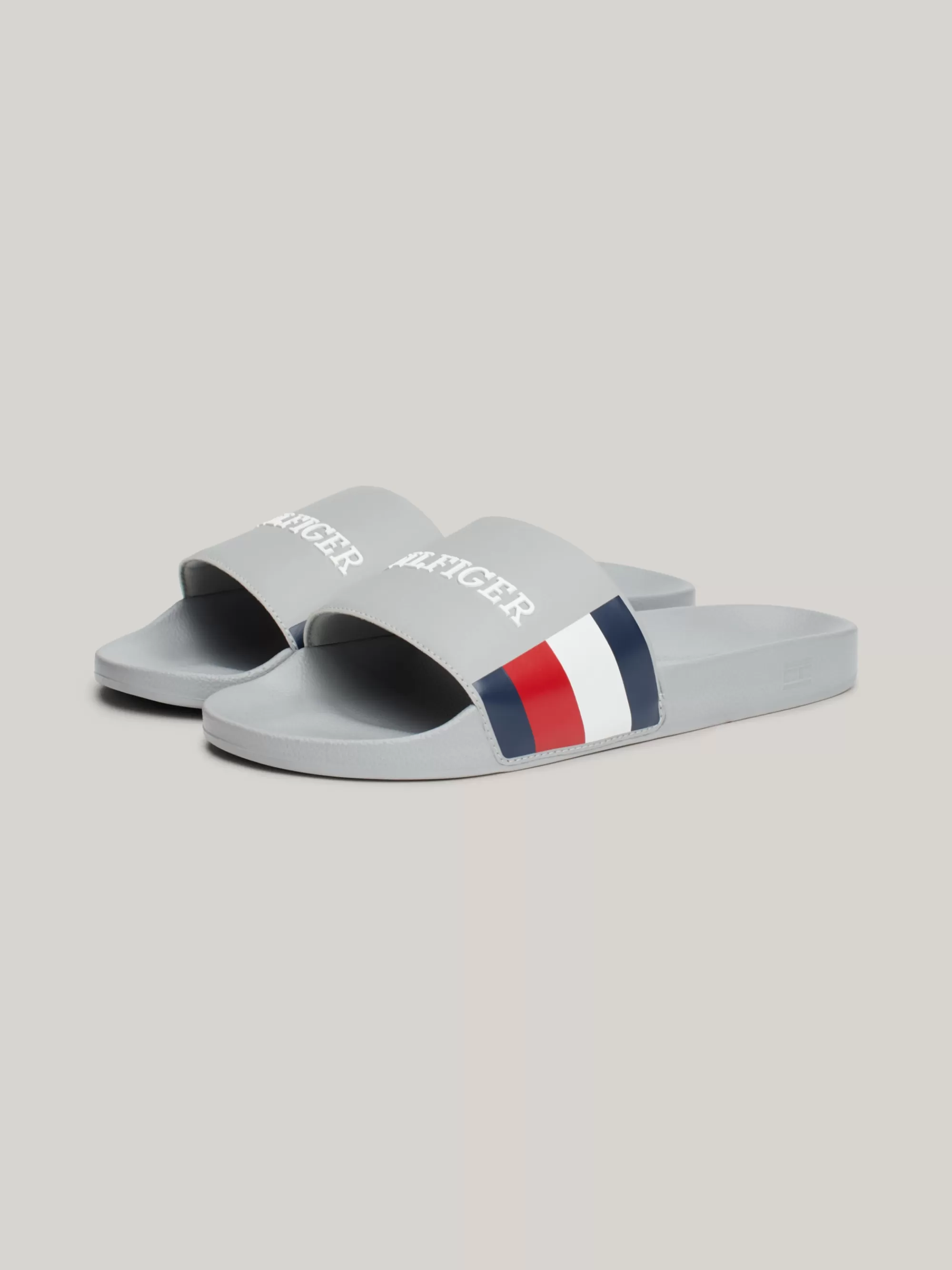Sandalen & Flip Flops*Tommy Hilfiger Badslipper Met Logo Op Het Bandje ANTIQUE SILVER