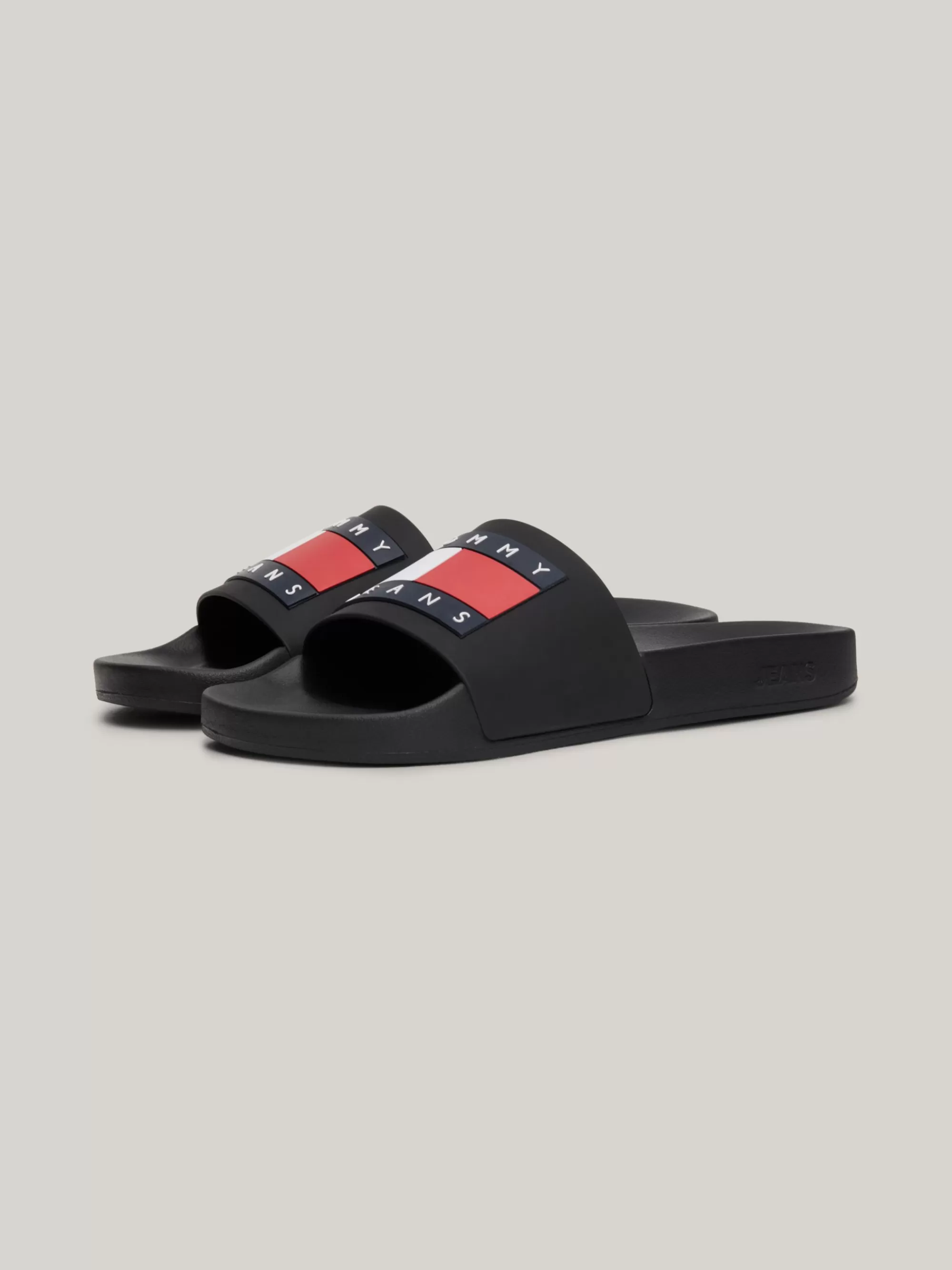 Sandalen & Flip Flops*Tommy Hilfiger Badslipper Met Reliëflogo BLACK
