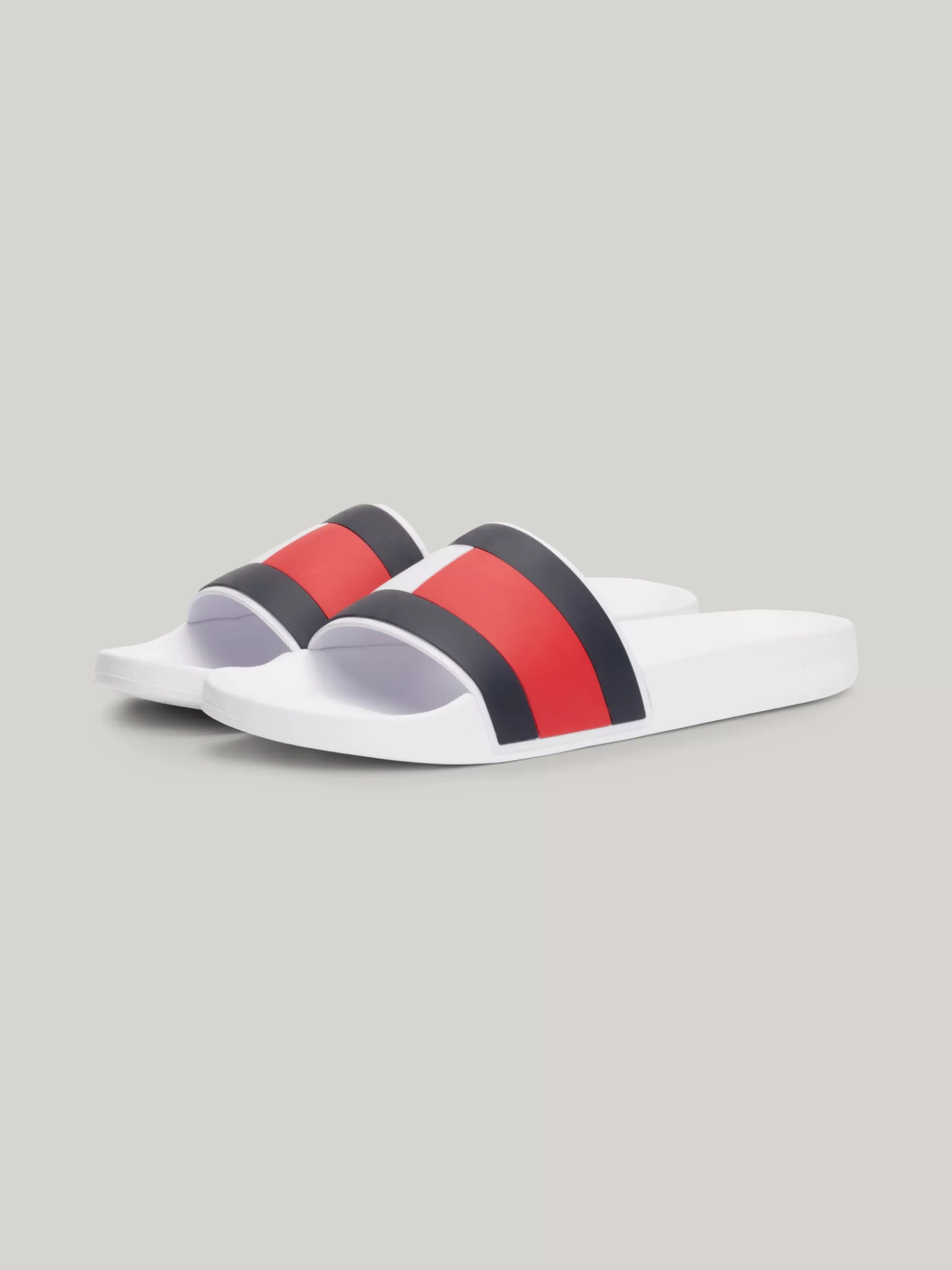 Sandalen & Flip Flops*Tommy Hilfiger Badslipper Met Vlag WHITE