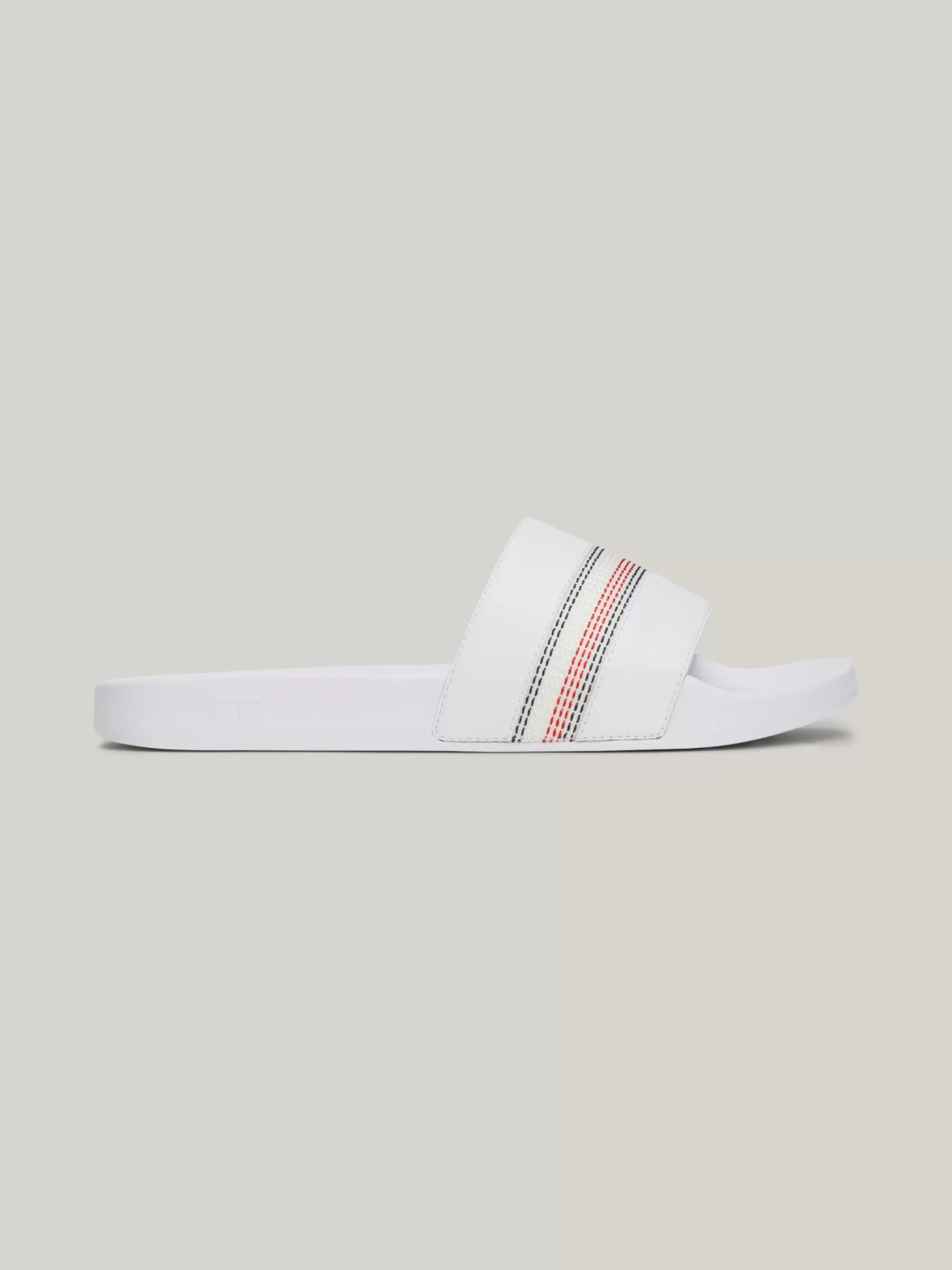 Sandalen*Tommy Hilfiger Badslippers Met Gestikte Signature-streep WHITE