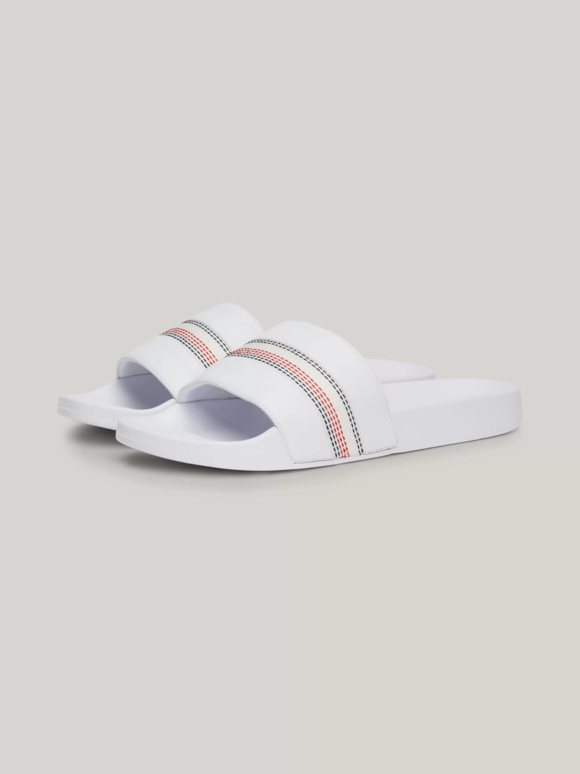 Sandalen*Tommy Hilfiger Badslippers Met Gestikte Signature-streep WHITE