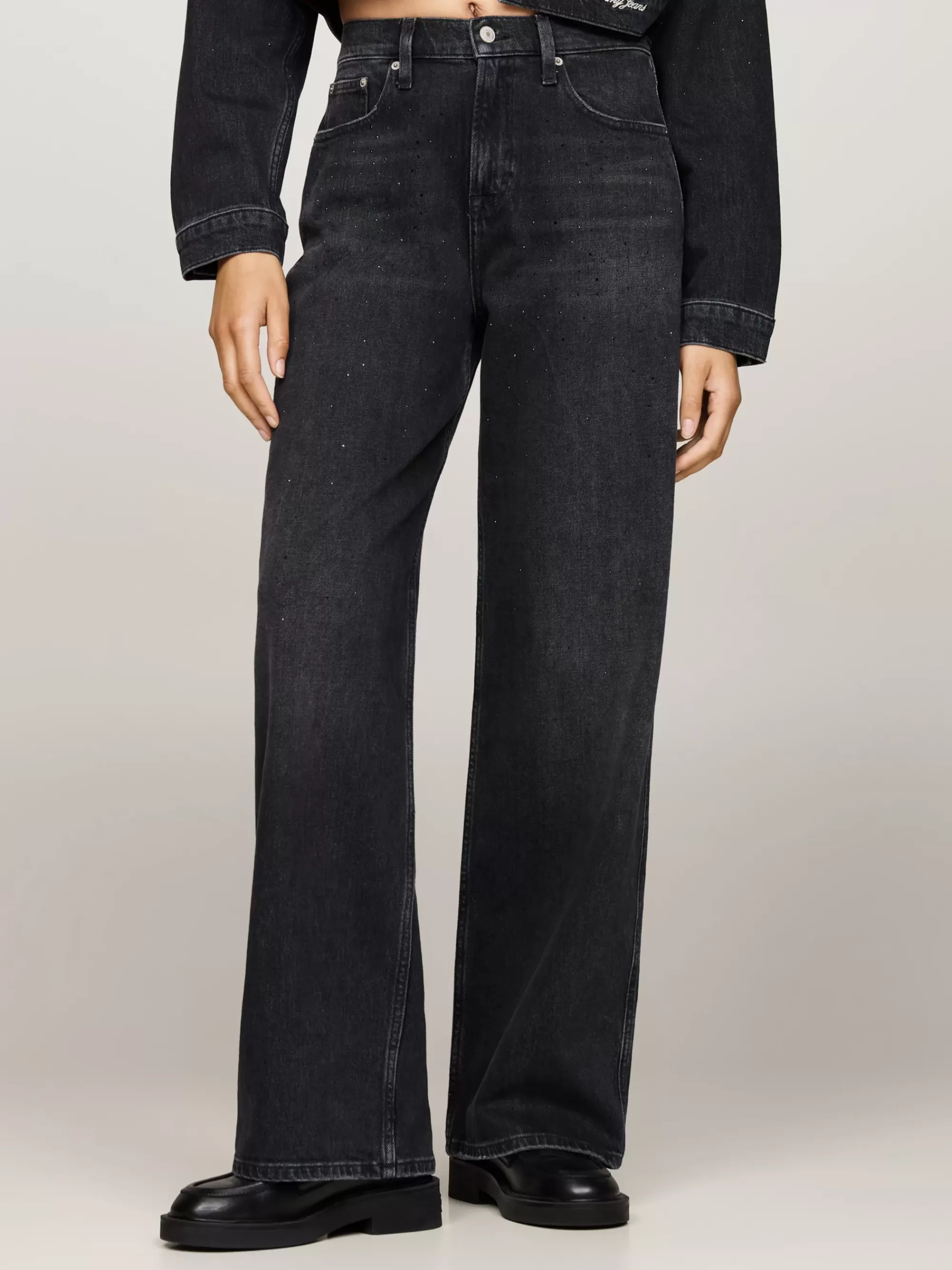 Jeans*Tommy Hilfiger Betsy Jeans Met Wijde Broekspijpen DENIM BLACK