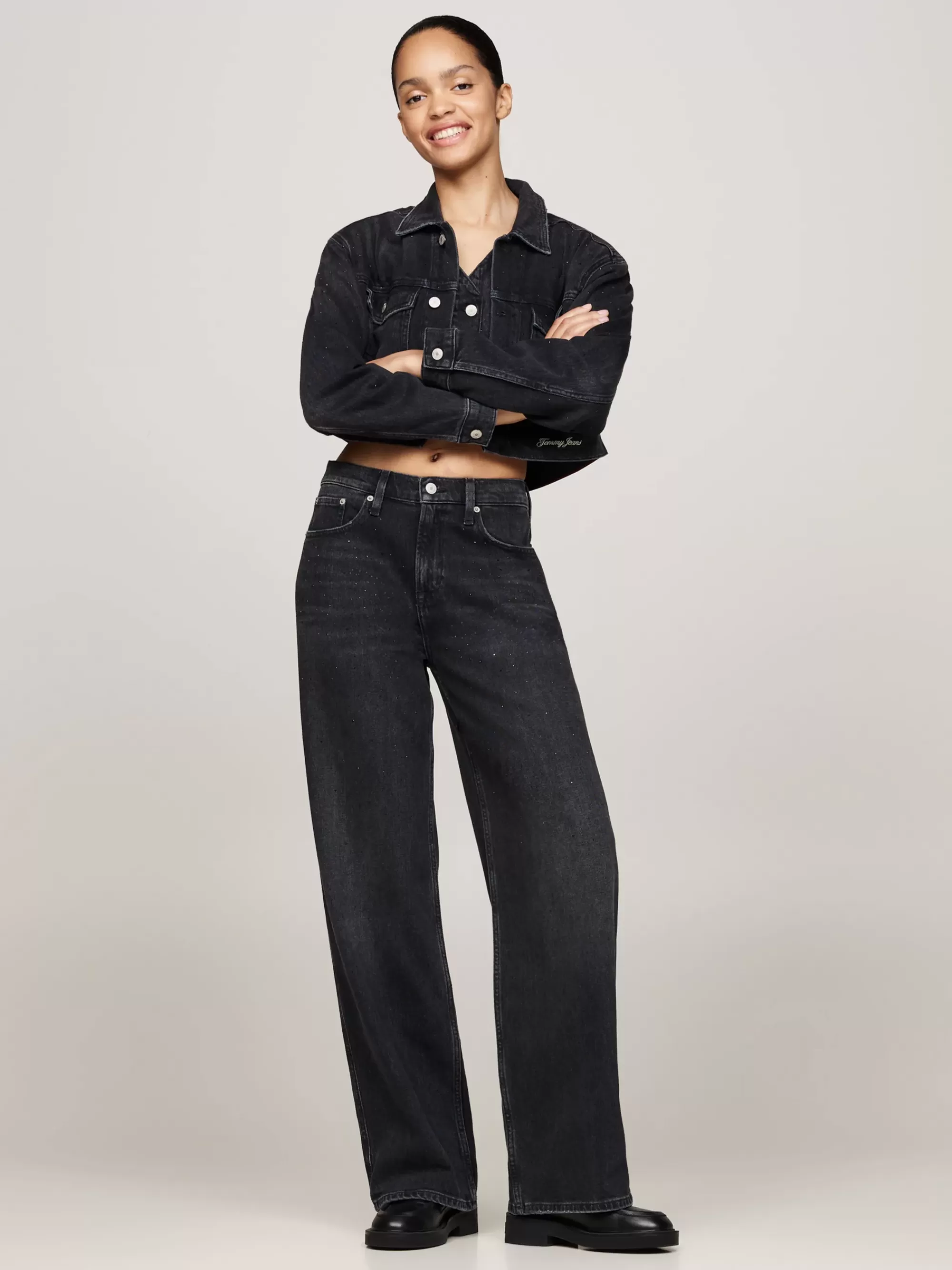 Jeans*Tommy Hilfiger Betsy Jeans Met Wijde Broekspijpen DENIM BLACK
