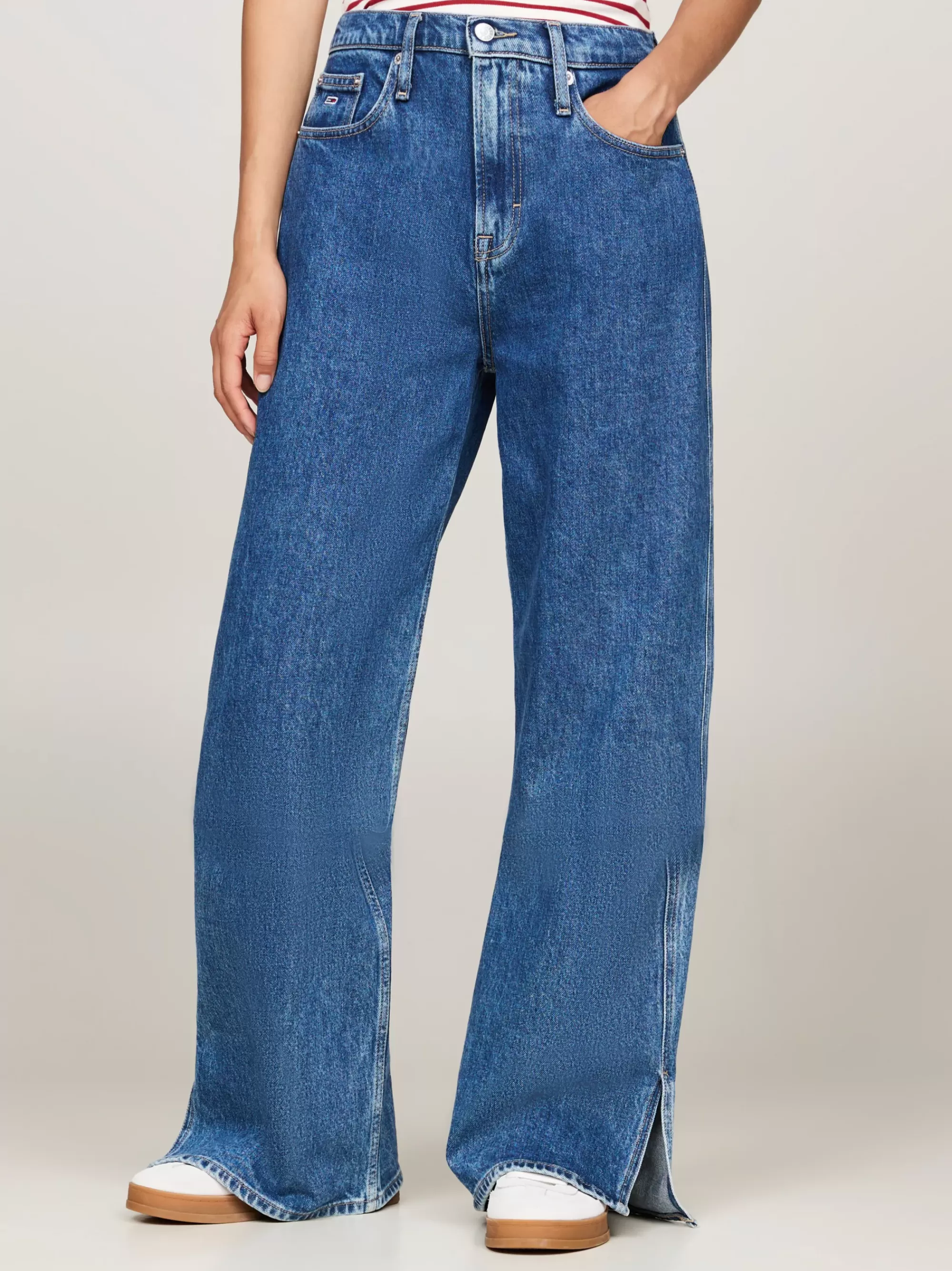 Jeans*Tommy Hilfiger Betsy Jeans Met Wijde Fit En Zomen Met Split DENIM MEDIUM