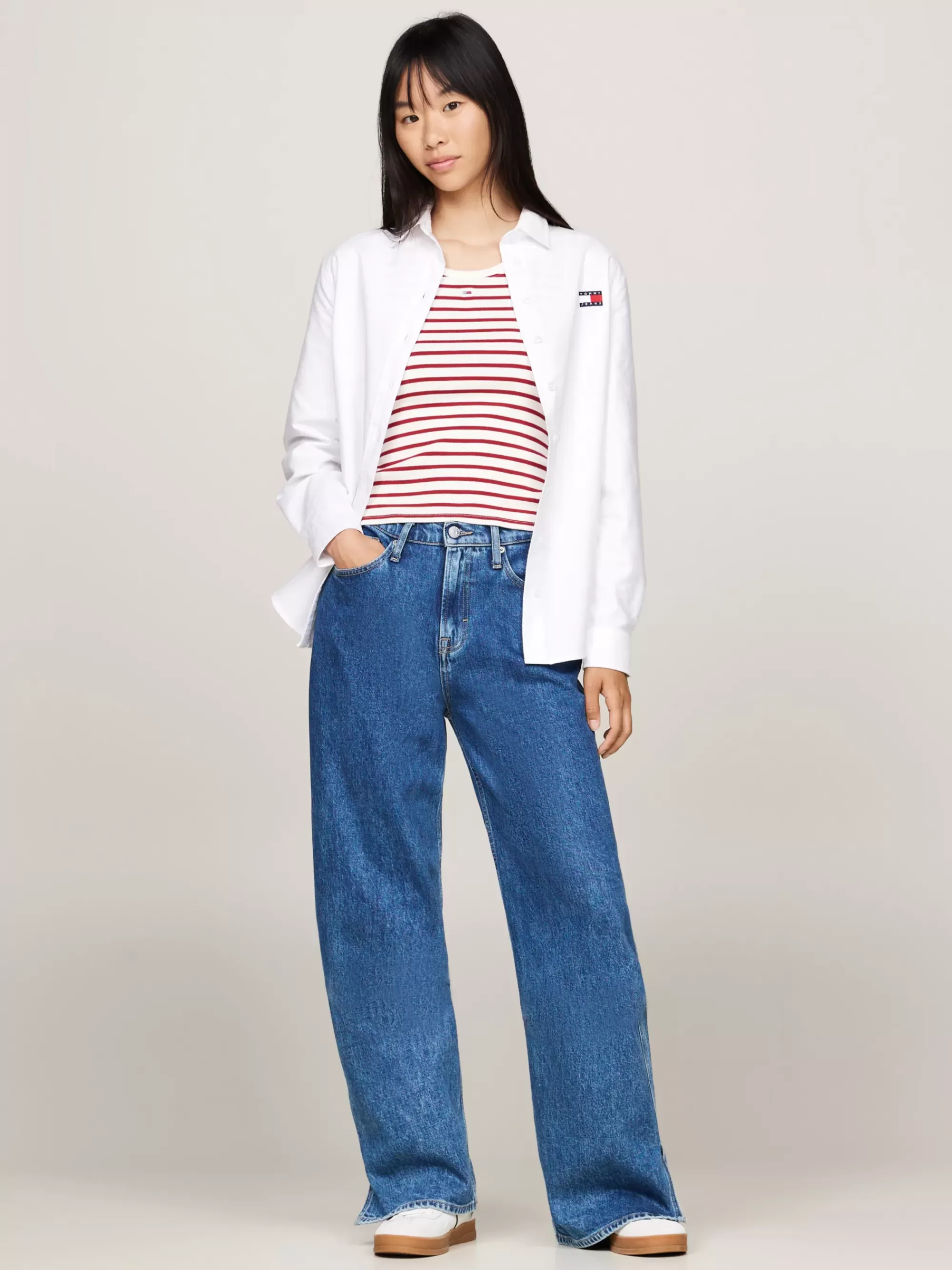 Jeans*Tommy Hilfiger Betsy Jeans Met Wijde Fit En Zomen Met Split DENIM MEDIUM