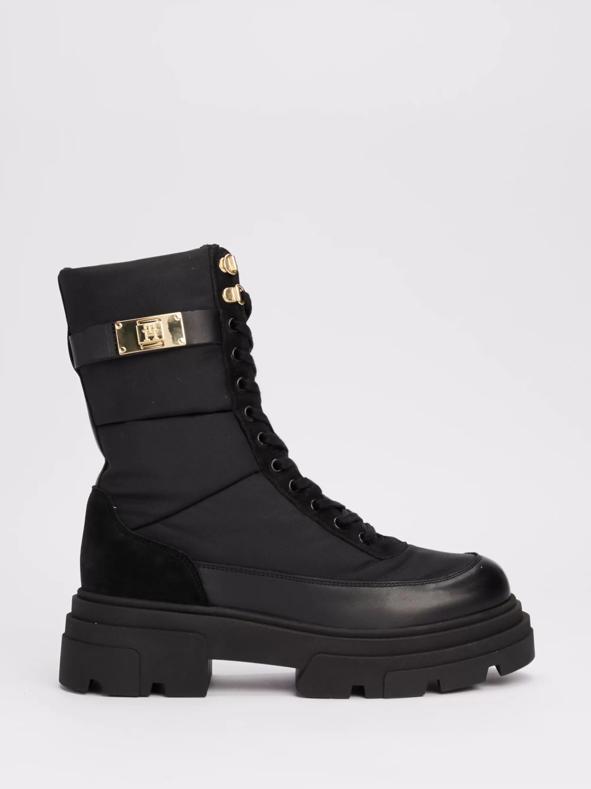 Laarzen & Enkellaarzen*Tommy Hilfiger Bikerlaars Met Gemengde Texturen BLACK