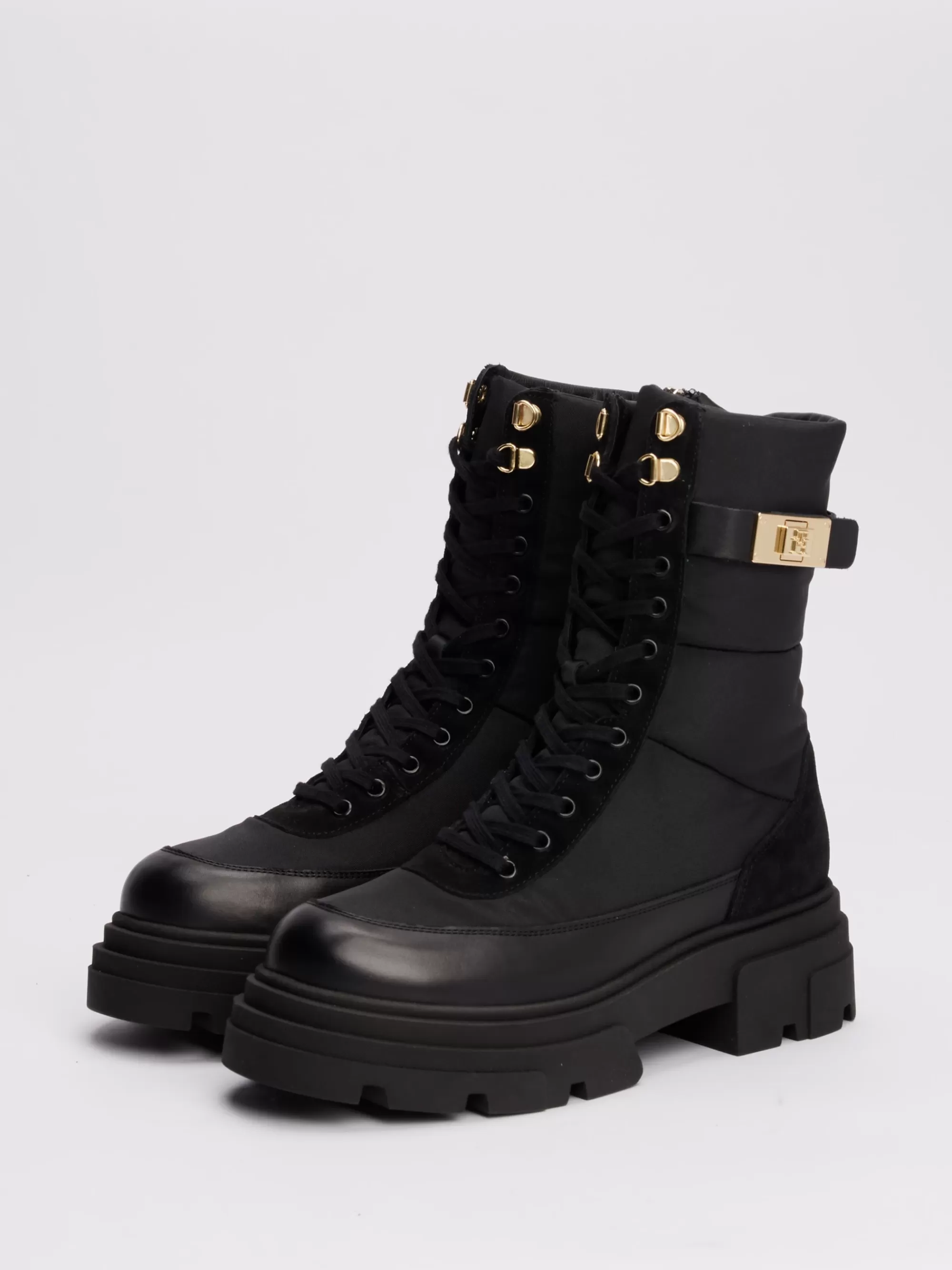 Laarzen & Enkellaarzen*Tommy Hilfiger Bikerlaars Met Gemengde Texturen BLACK