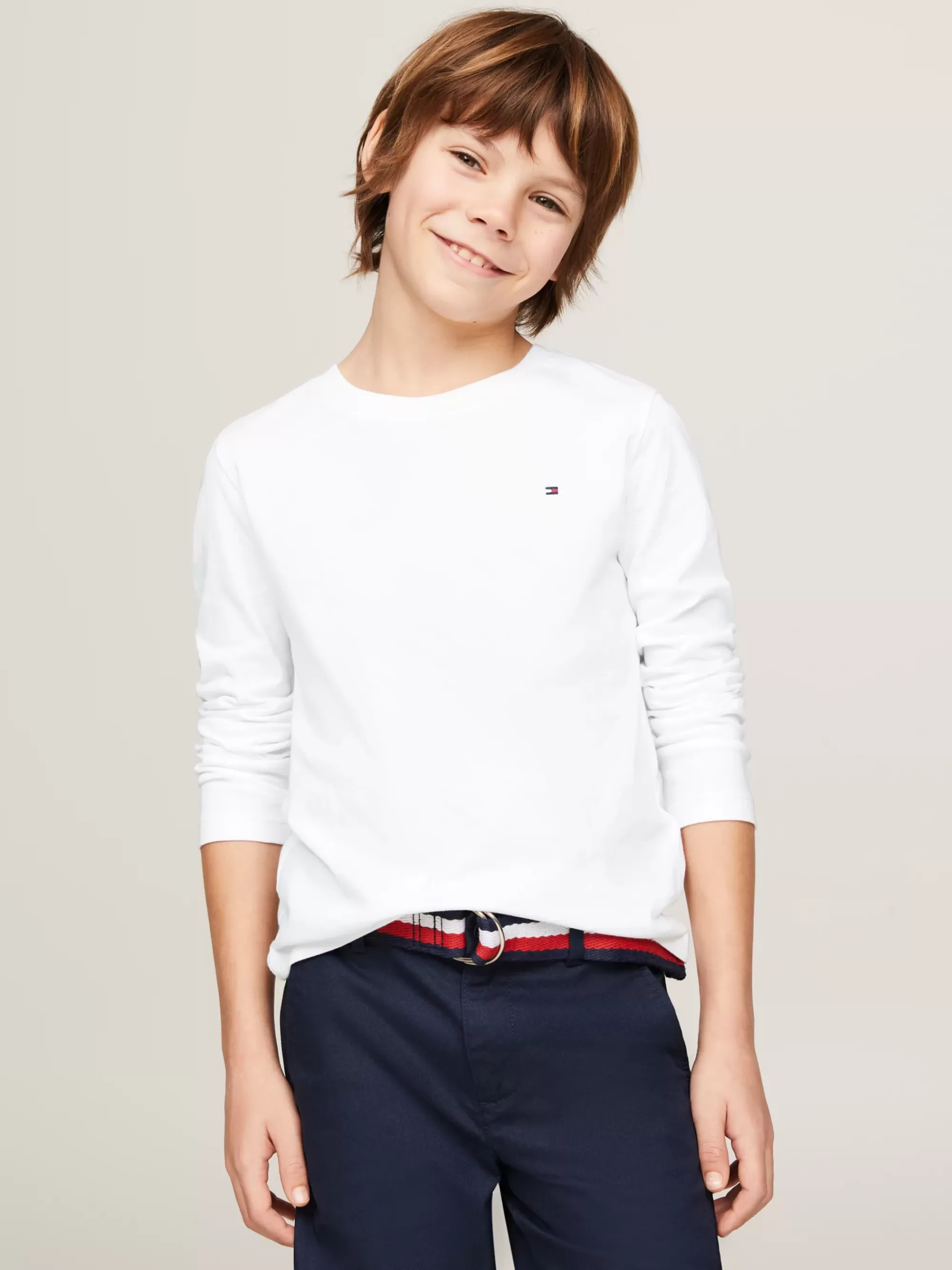 T-Shirts & Polo's*Tommy Hilfiger Biologisch Katoenen T-shirt Met Lange Mouwen BRIGHT WHITE