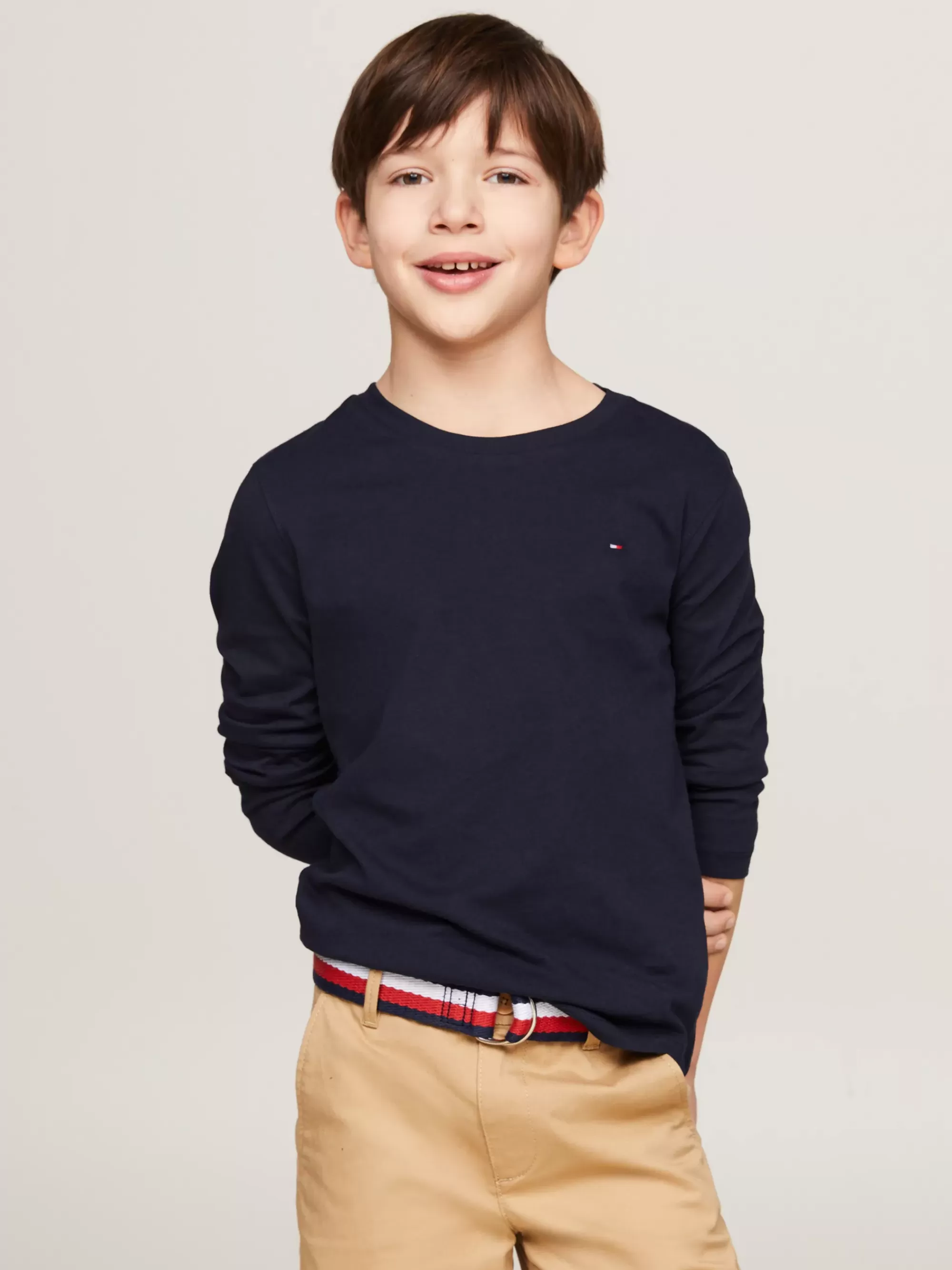 T-Shirts & Polo's*Tommy Hilfiger Biologisch Katoenen T-shirt Met Lange Mouwen SKY CAPTAIN