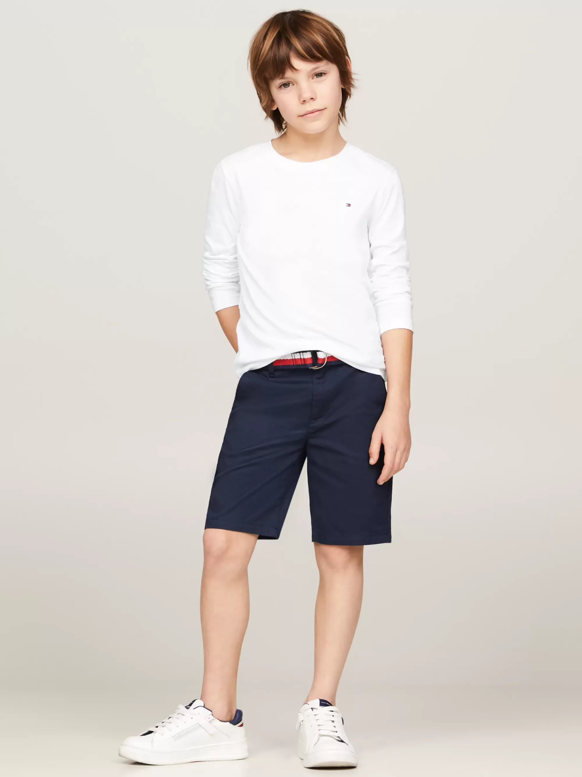 T-Shirts & Polo's*Tommy Hilfiger Biologisch Katoenen T-shirt Met Lange Mouwen BRIGHT WHITE