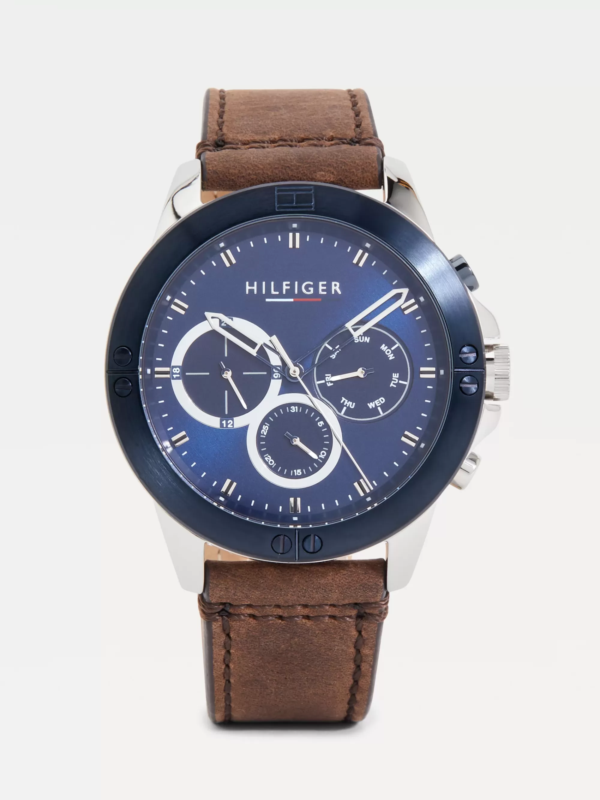 Horloges*Tommy Hilfiger Blauw Geïoniseerd Horloge Met Leren Band BROWN LEATHER
