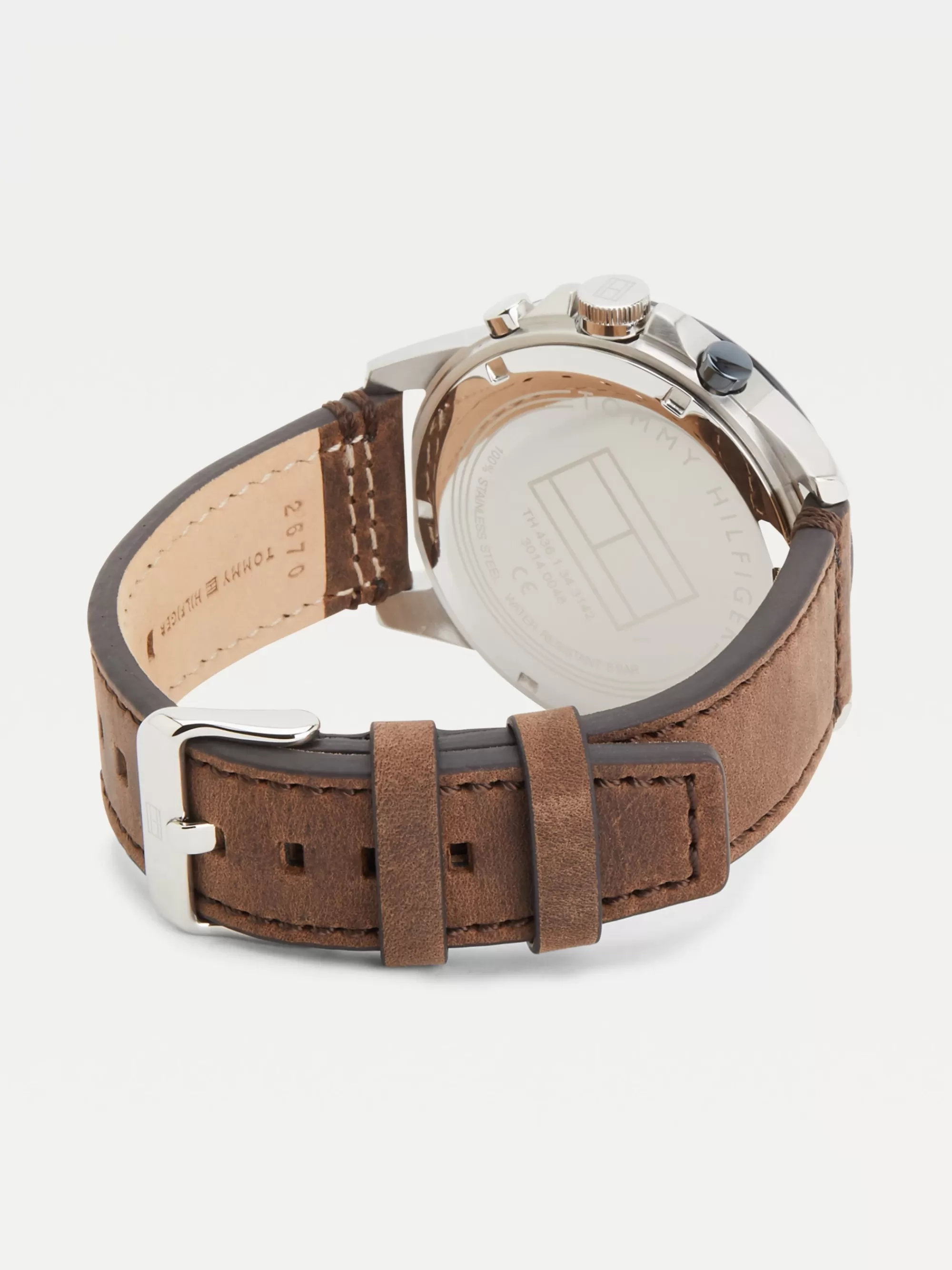 Horloges*Tommy Hilfiger Blauw Geïoniseerd Horloge Met Leren Band BROWN LEATHER