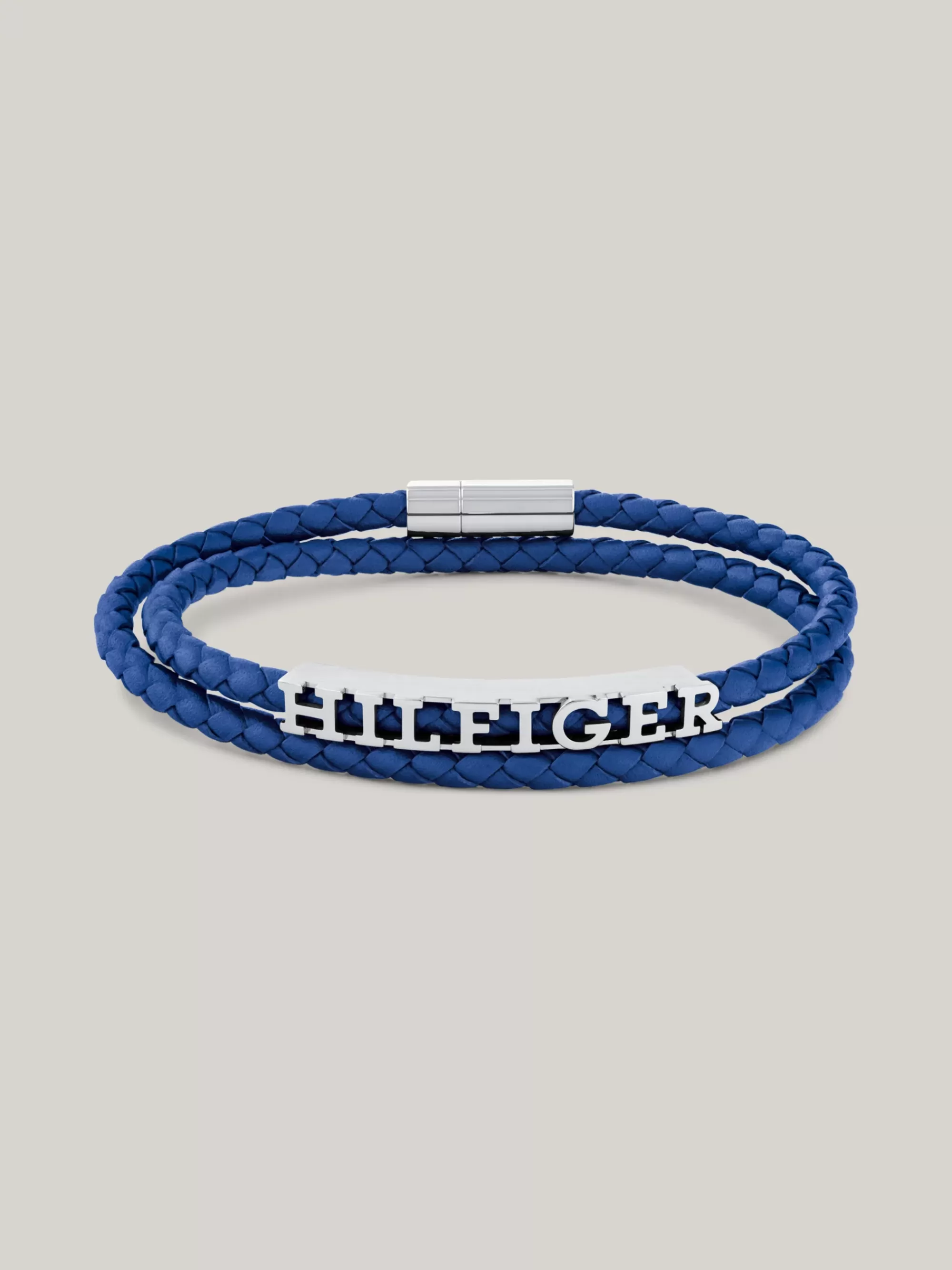 Sieraden & Manchetknopen*Tommy Hilfiger Blauwe Armband Van Gevlochten Leer BLUE