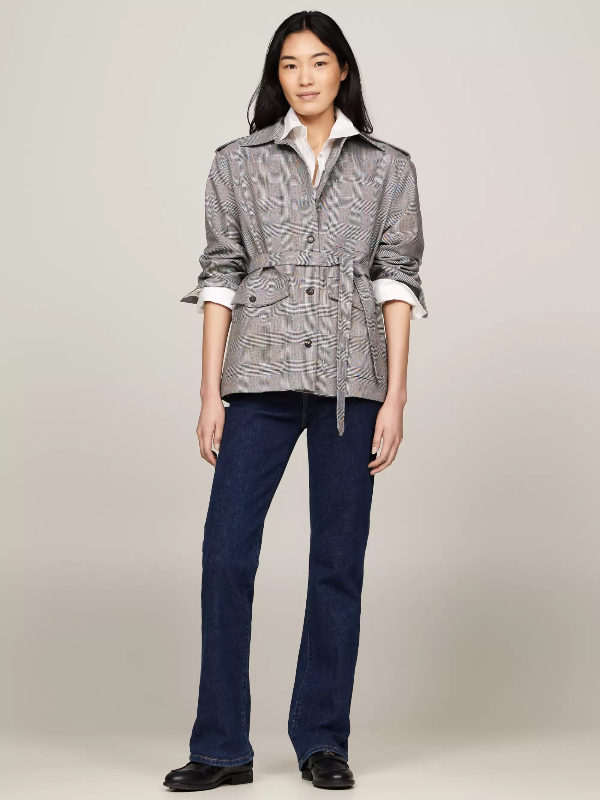 Co-Ords | Blazers*Tommy Hilfiger Blazer Met Prince Of Wales-ruit En Riem GLOBAL STP CHECK/ S/ TEXTURE H GREY