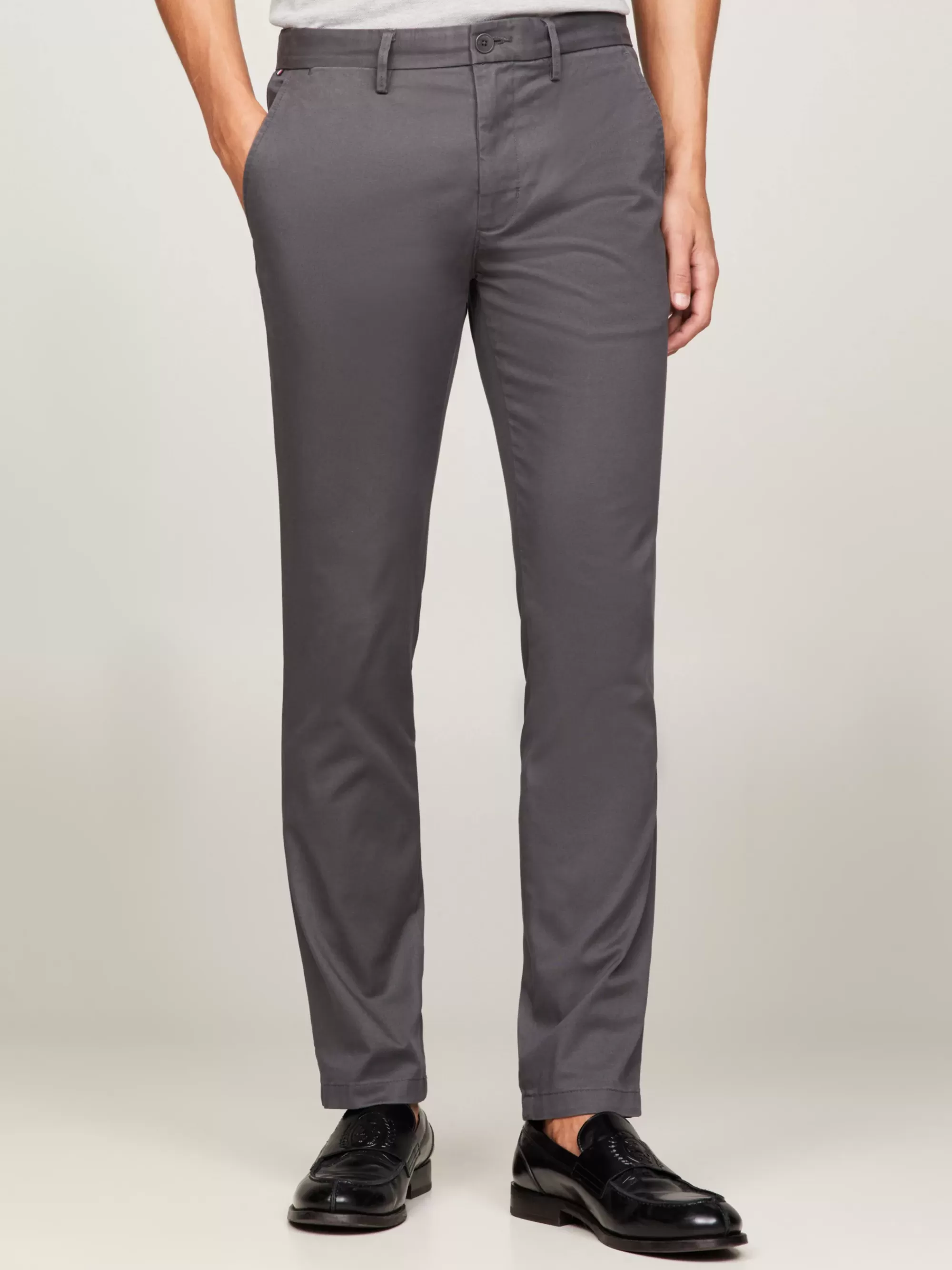 Broeken*Tommy Hilfiger Bleecker Chino Van Stretchkatoen DARK ASH