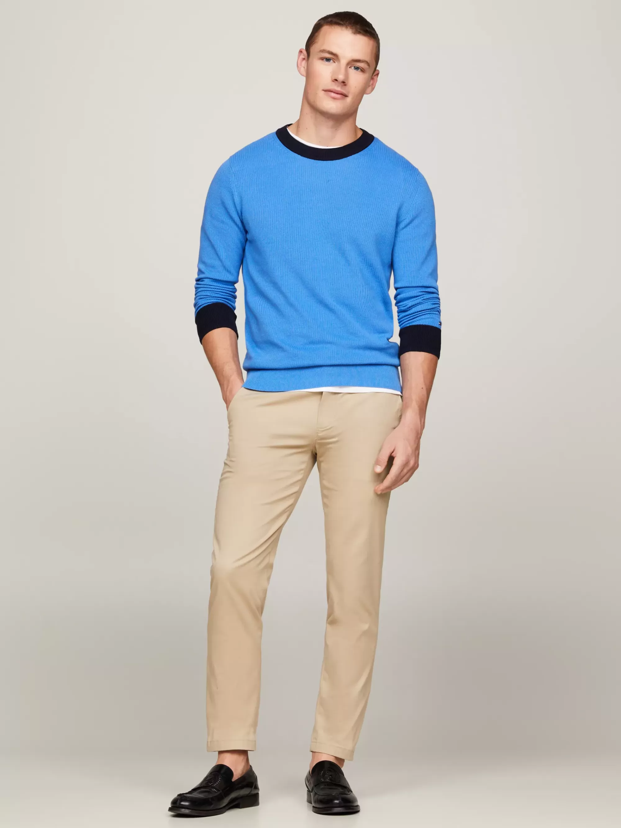 Broeken*Tommy Hilfiger Bleecker Chino Van Stretchkatoen BATIQUE KHAKI