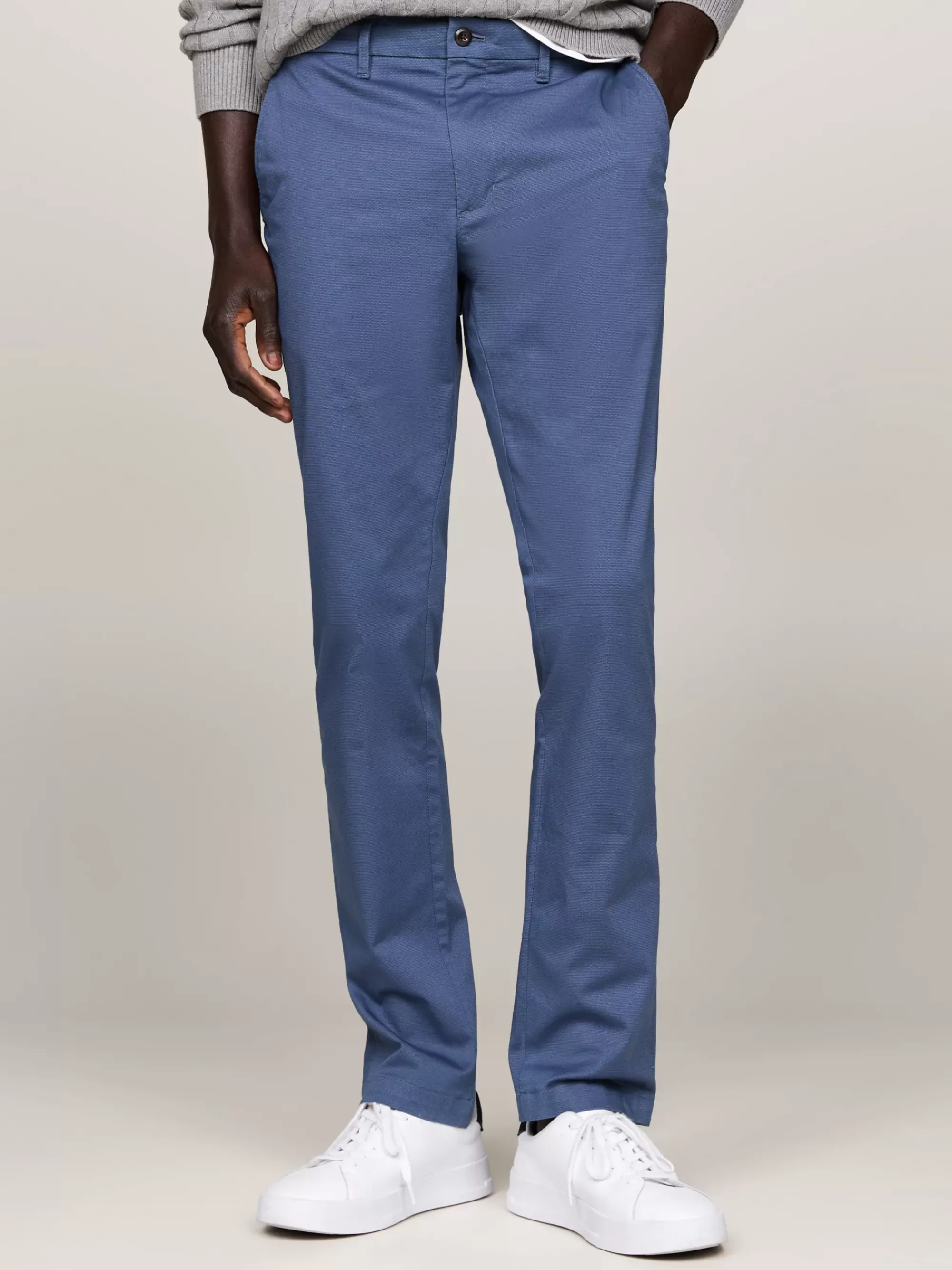 Broeken*Tommy Hilfiger Bleecker Slim Chino Van Stretchkatoen AEGEAN SEA