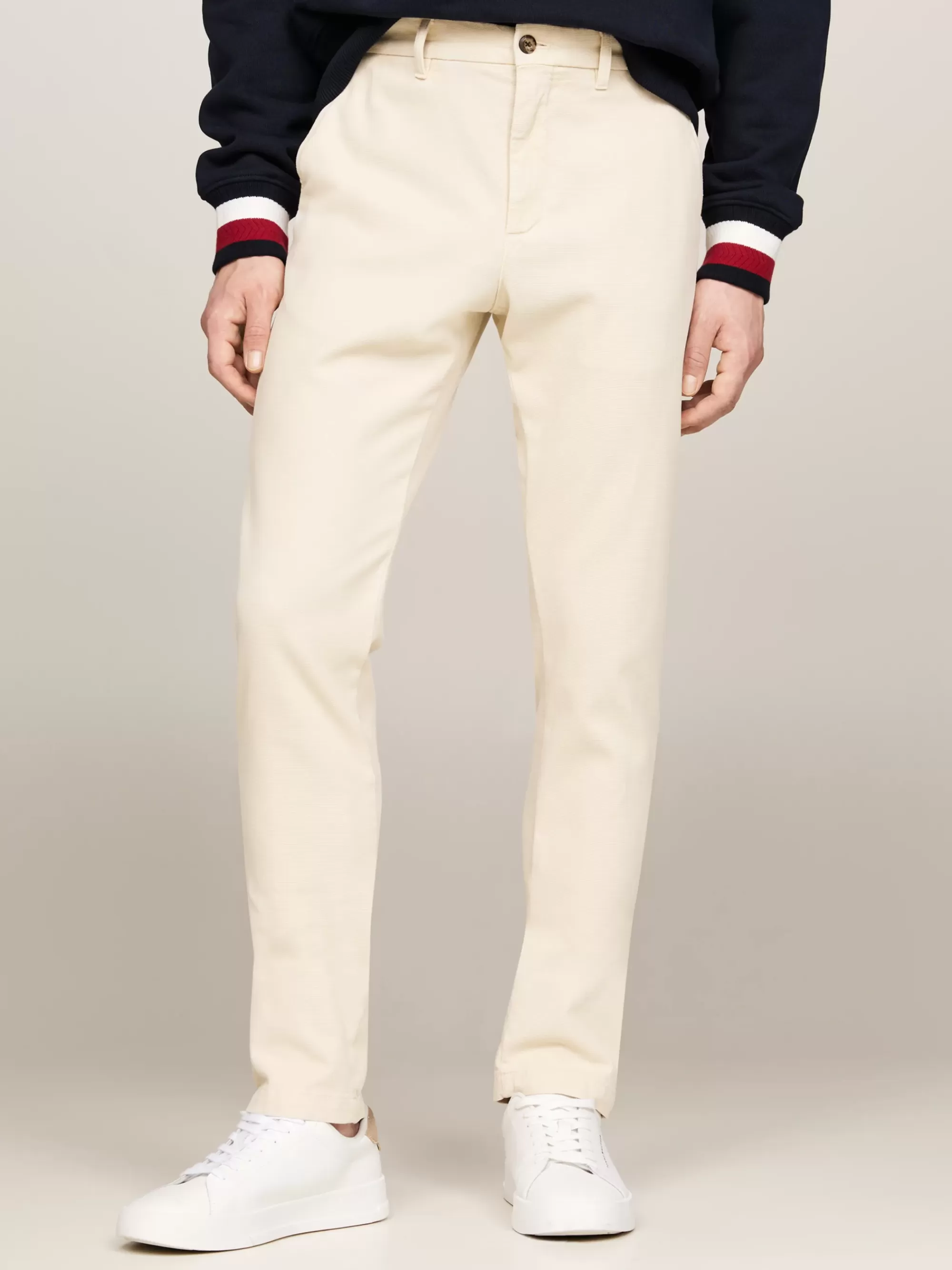 Broeken*Tommy Hilfiger Bleecker Slim Chino Van Stretchkatoen CLASSIC BEIGE