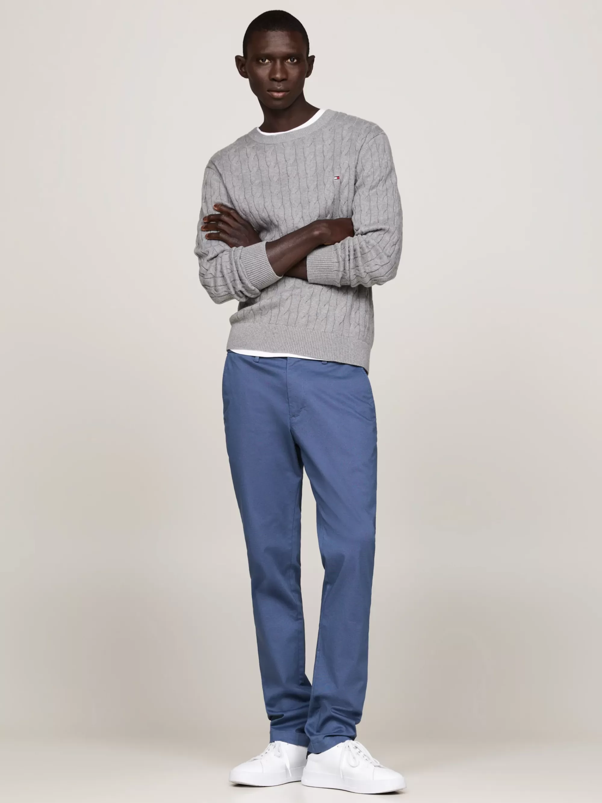 Broeken*Tommy Hilfiger Bleecker Slim Chino Van Stretchkatoen AEGEAN SEA