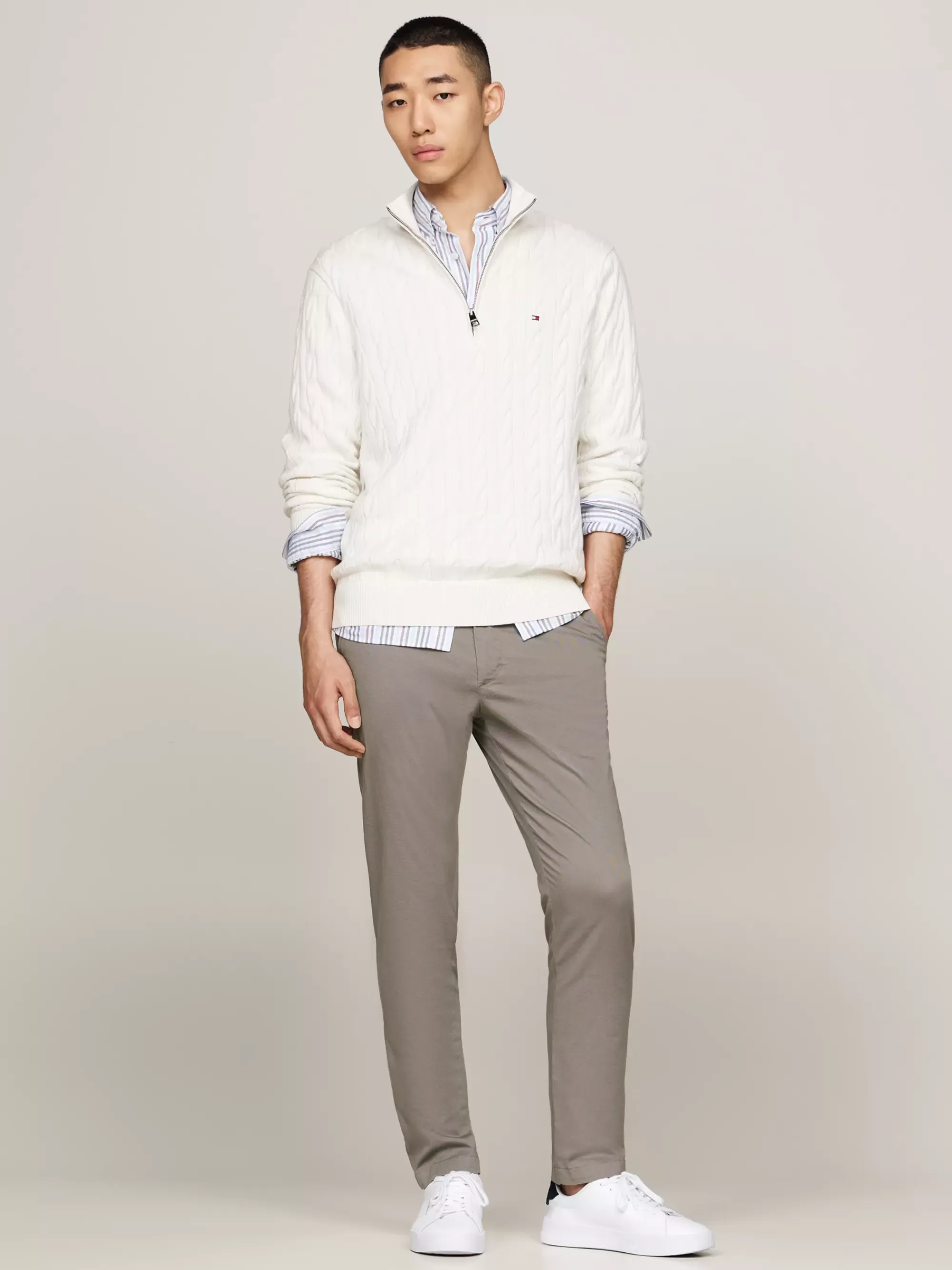 Broeken*Tommy Hilfiger Bleecker Slim Chino Van Stretchkatoen HYDROGEN GREY