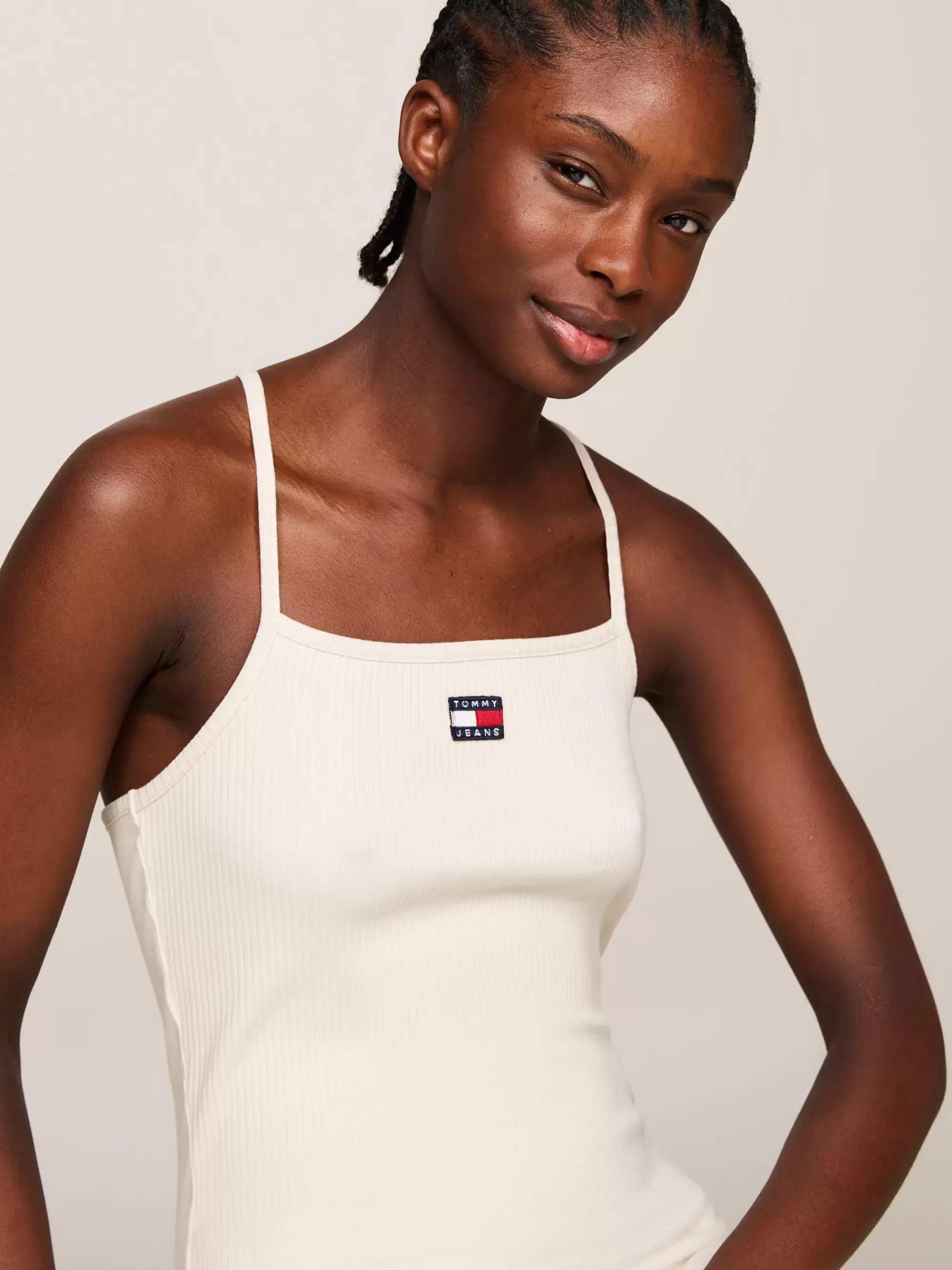Jurken*Tommy Hilfiger Bodycon Maxi-jurk Met Ribtextuur En Badge NEWSPRINT
