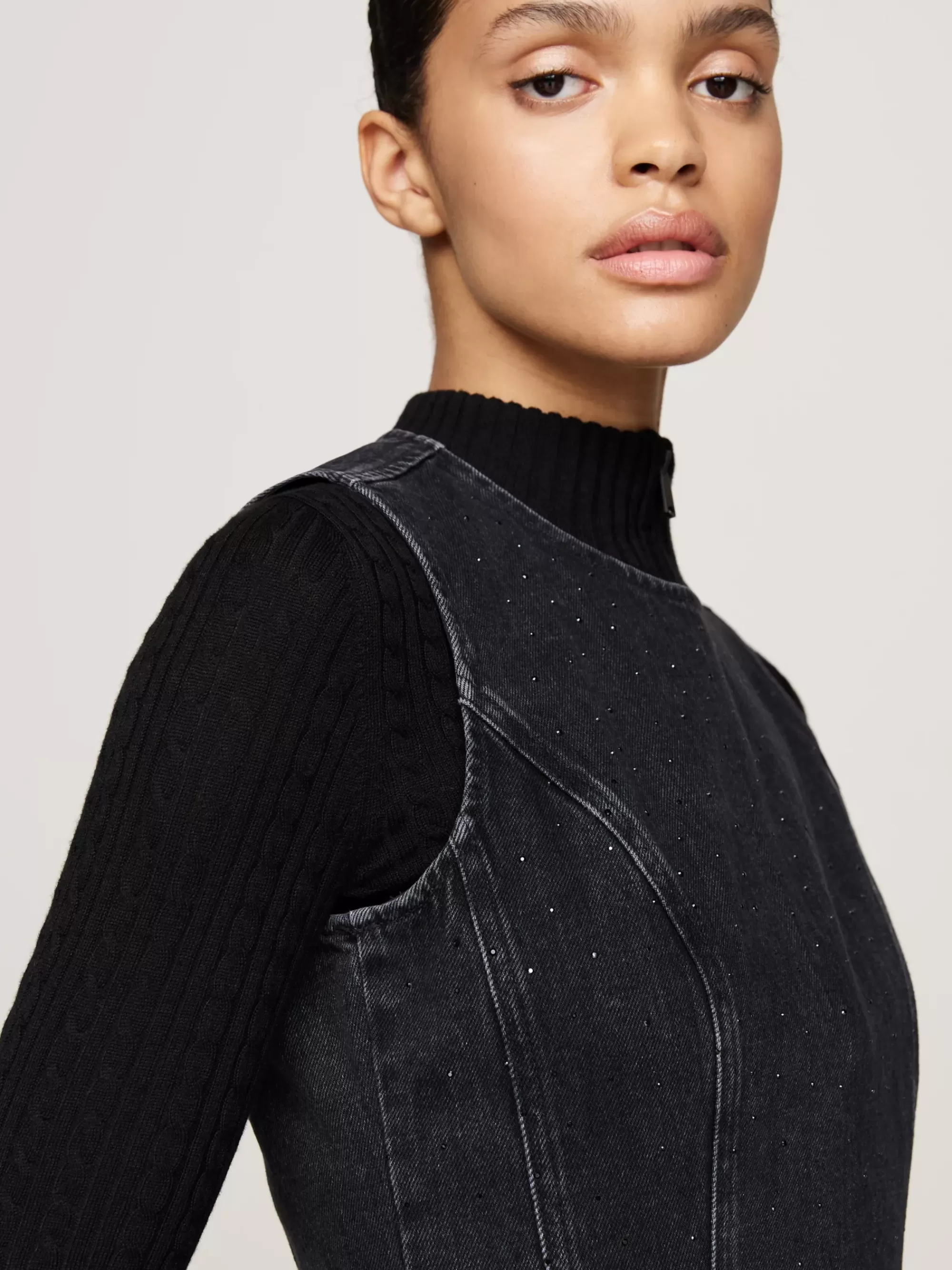 Jurken*Tommy Hilfiger Bodycon Mini-jurk Van Denim Met Glitter DENIM BLACK