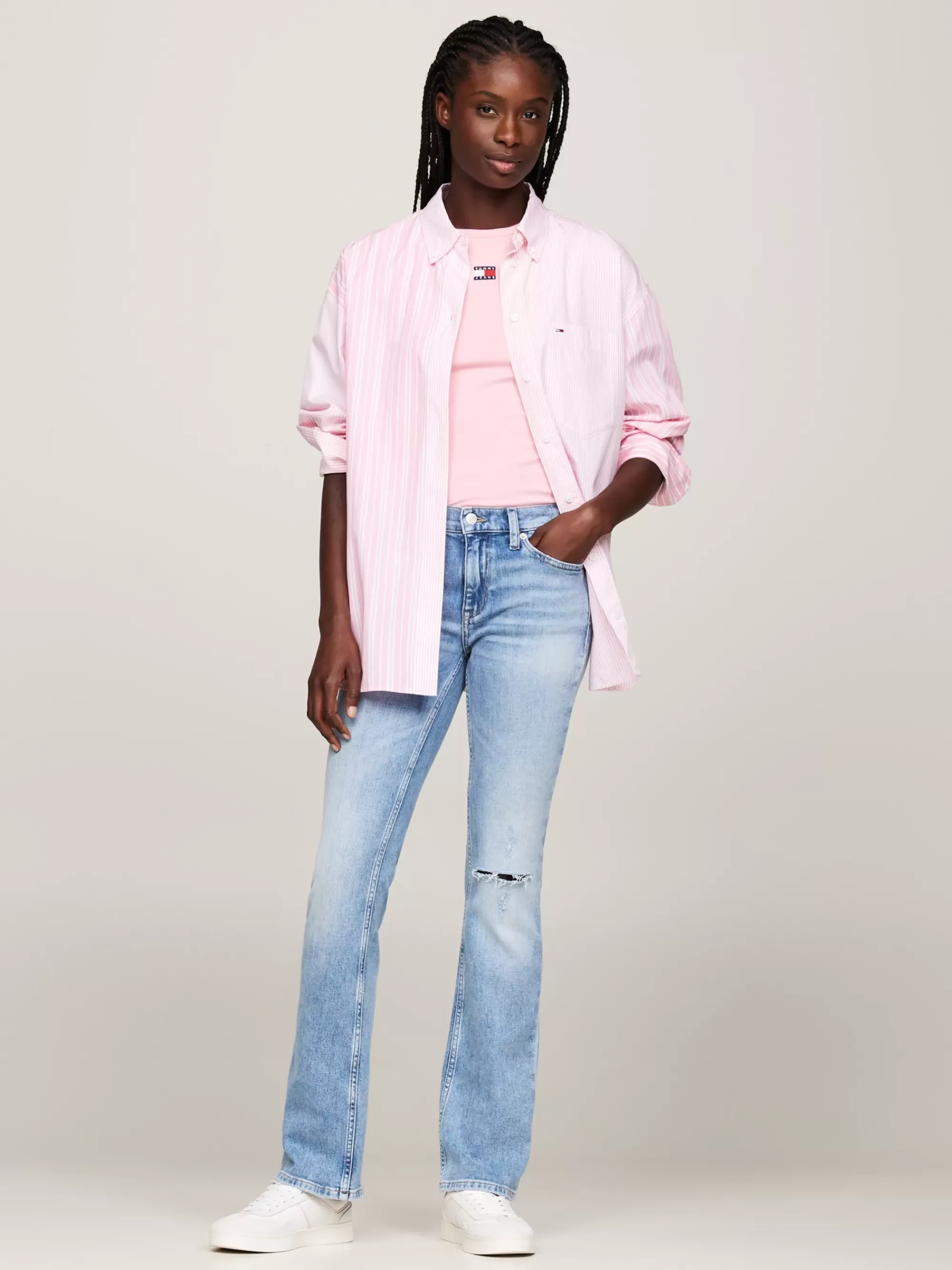 Jeans*Tommy Hilfiger Bootcut Mid Rise Faded Jeans Met Distressing DENIM LIGHT