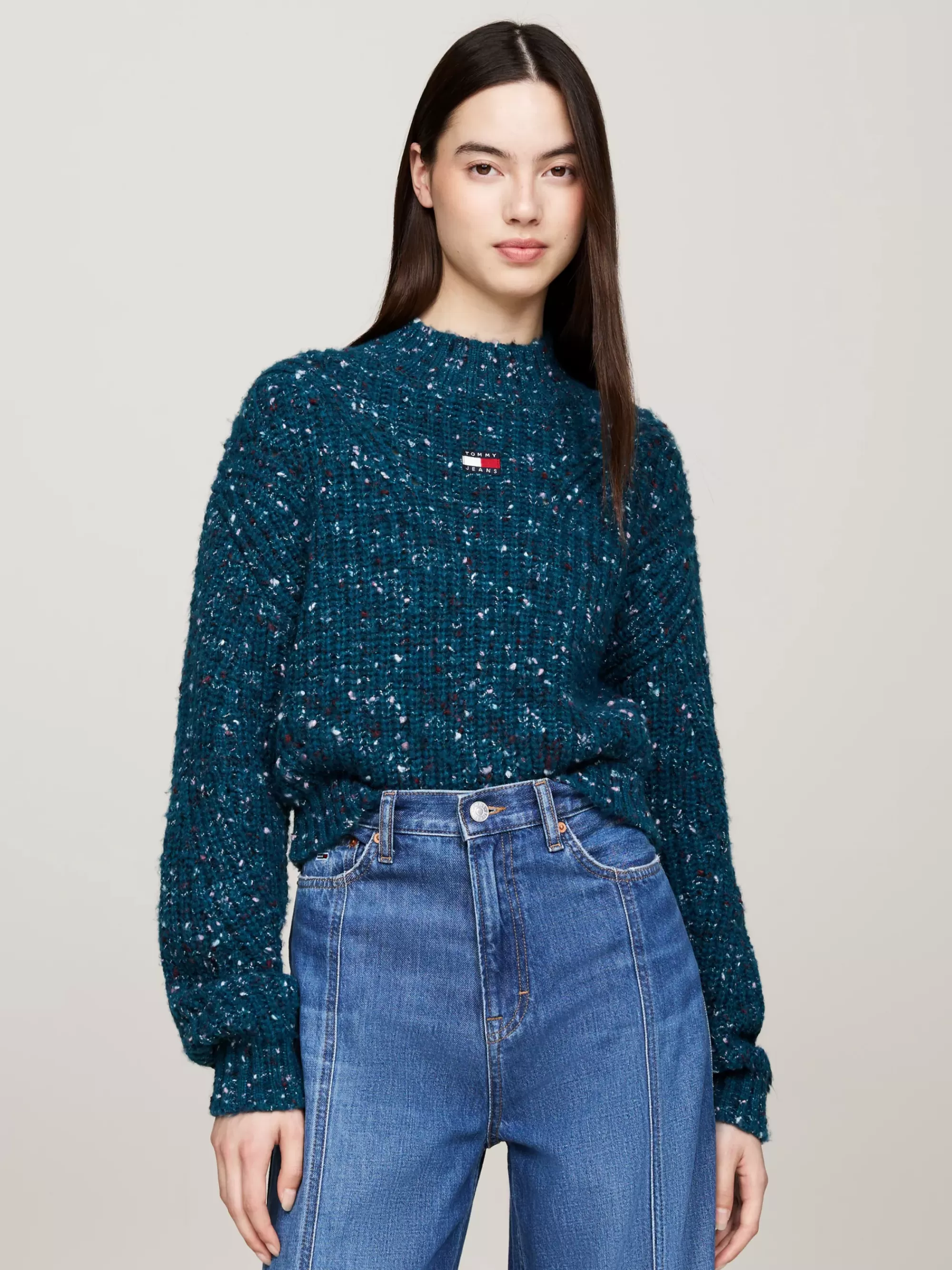 Truien | Truien & Vesten*Tommy Hilfiger Boxy Cropped Trui Met Wol En Opstaande Hals DEEP SEAWATER