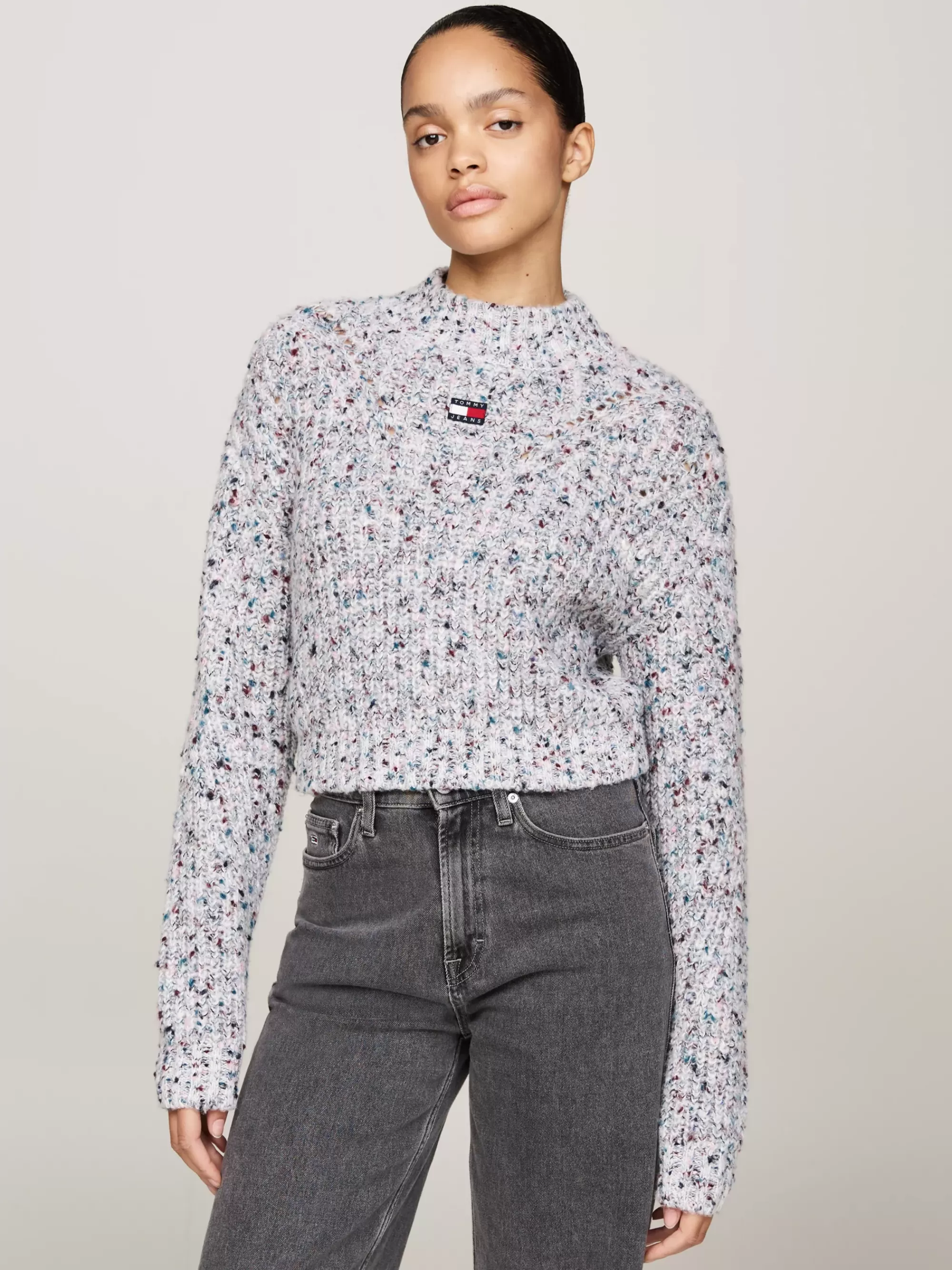Truien | Truien & Vesten*Tommy Hilfiger Boxy Cropped Trui Met Wol En Opstaande Hals ANCIENT WHITE