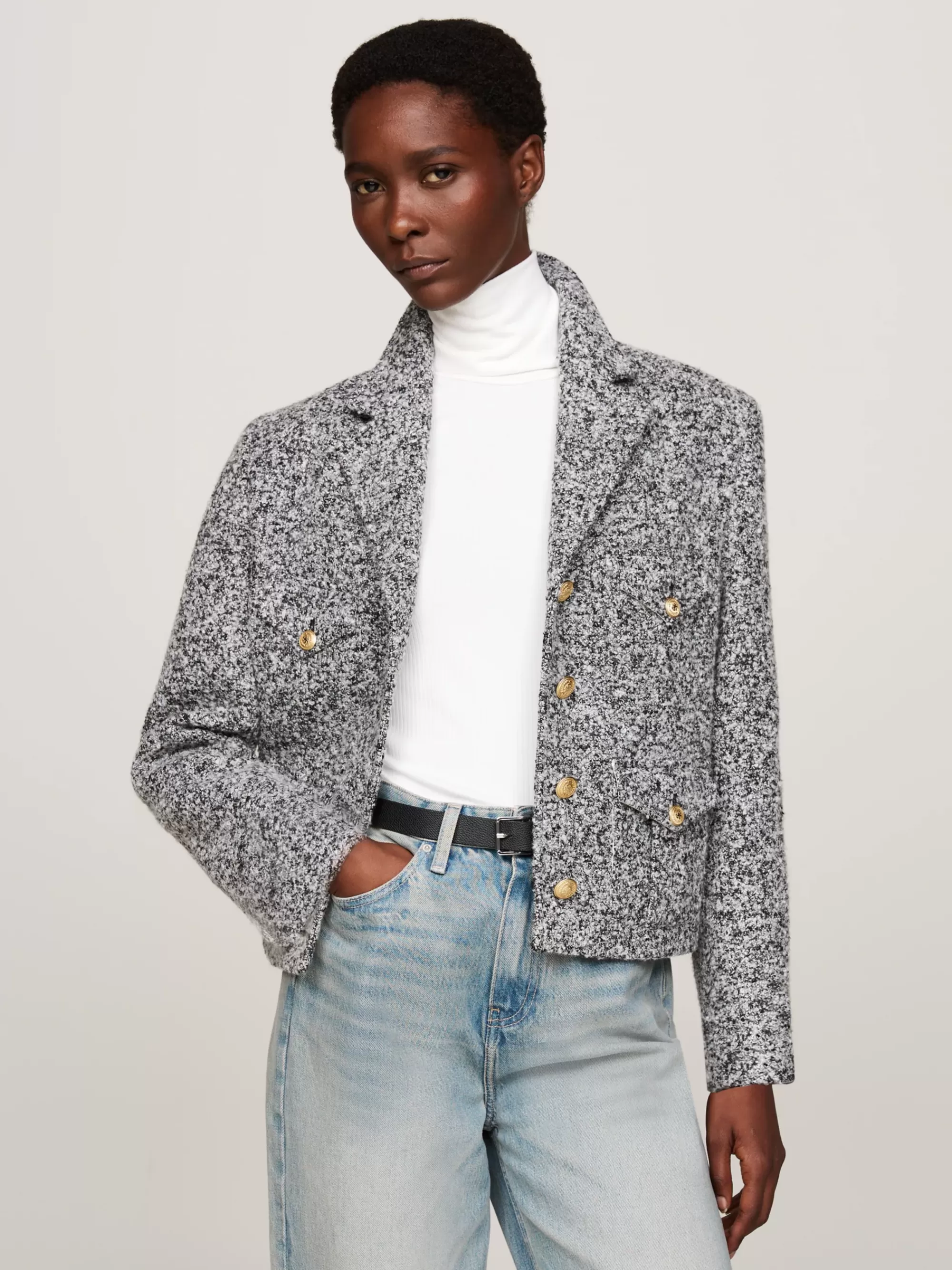 Jassen & Jacks | Wollen Jassen*Tommy Hilfiger Boxy Fit Blazer Van Bouclé Met Wol MEDIUM HEATHER GREY
