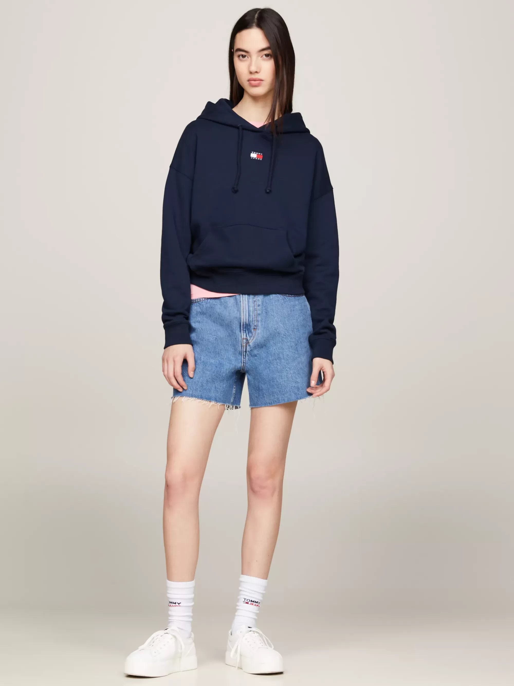 Sweatshirts & Hoodies*Tommy Hilfiger Boxy Fit Hoodie Met Badge DARK NIGHT NAVY