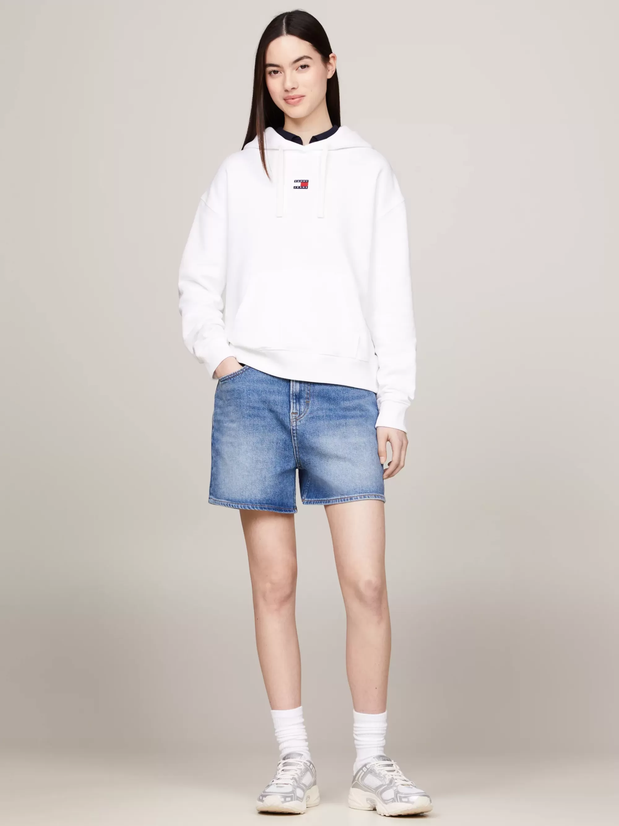 Sweatshirts & Hoodies*Tommy Hilfiger Boxy Fit Hoodie Met Badge WHITE