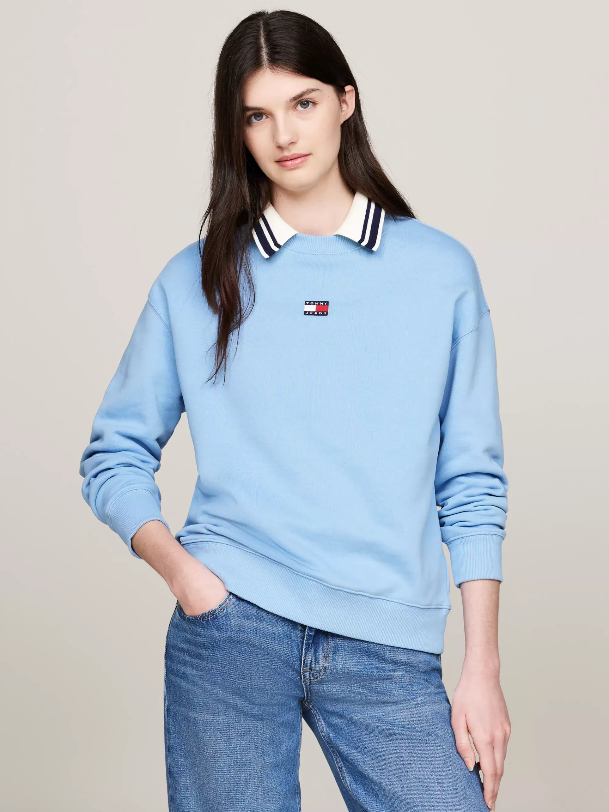 Curve Mode & Inclusieve Maten | Sweatshirts & Hoodies*Tommy Hilfiger Boxy Fit Sweatshirt Met Badge WESTSIDE BLUE