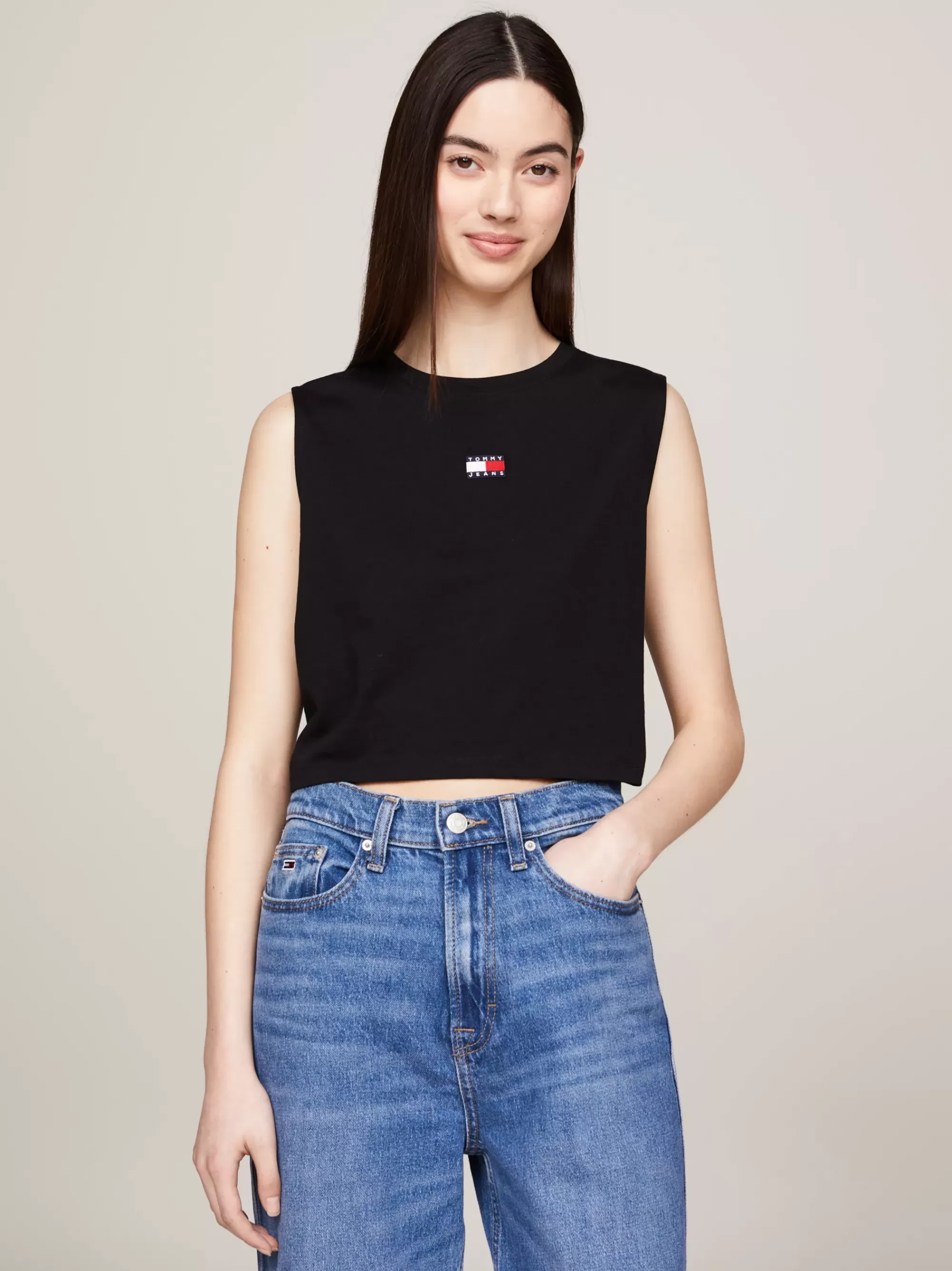 T-Shirts*Tommy Hilfiger Boxy Fit Tanktop Met Badge BLACK