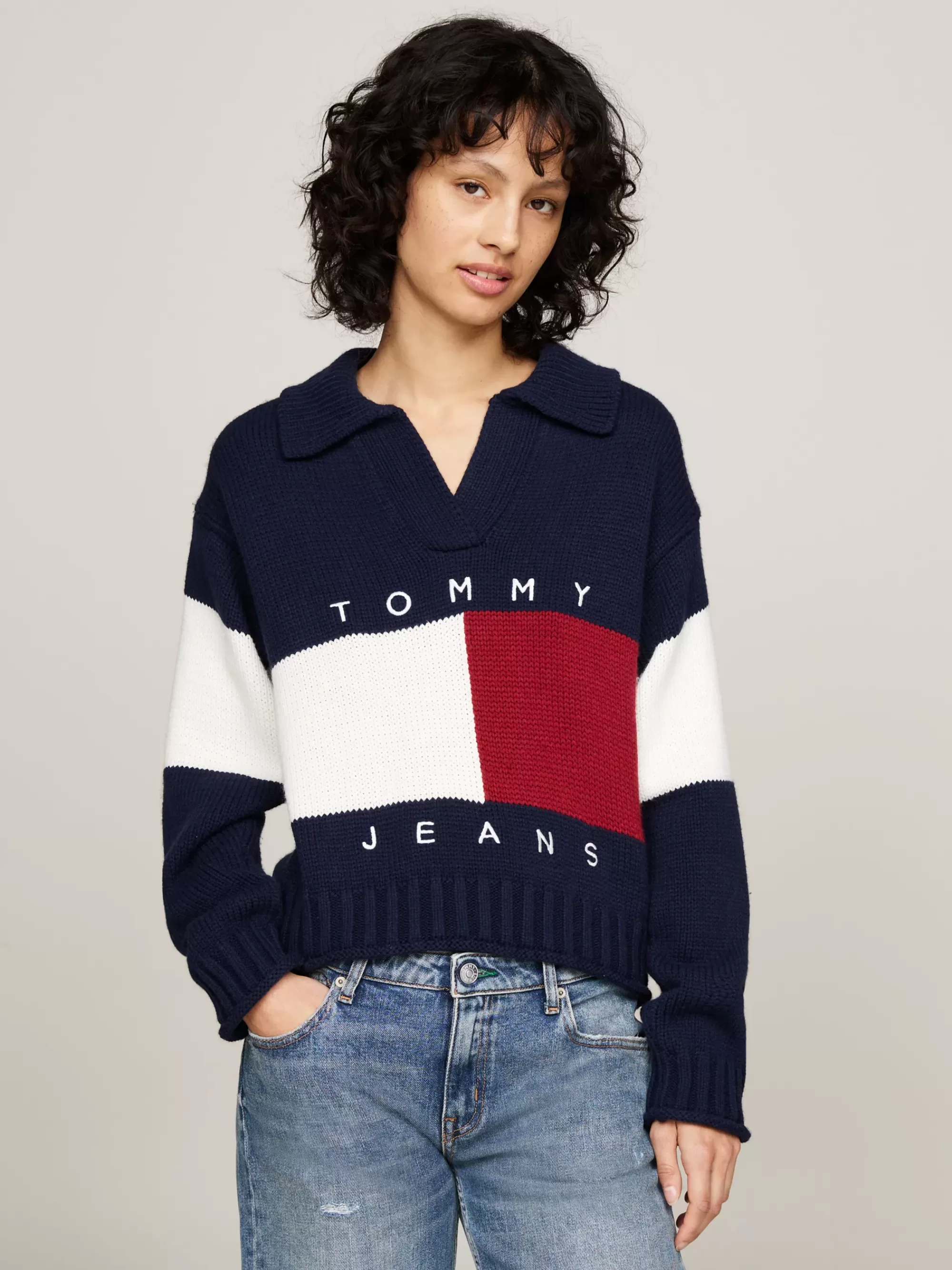 Truien | Truien & Vesten*Tommy Hilfiger Boxy Fit Trui Met Wol En Rugbykraag DARK NIGHT NAVY