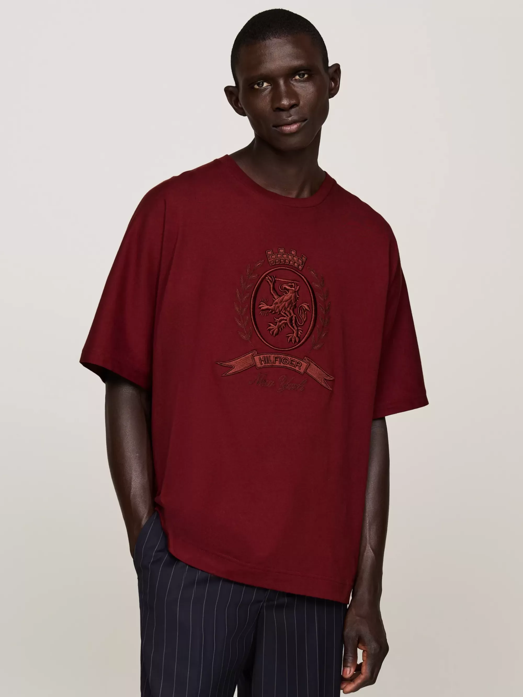 T-Shirts*Tommy Hilfiger Boxy Fit T-shirt Met Kimonomouwen En Embleem ROUGE