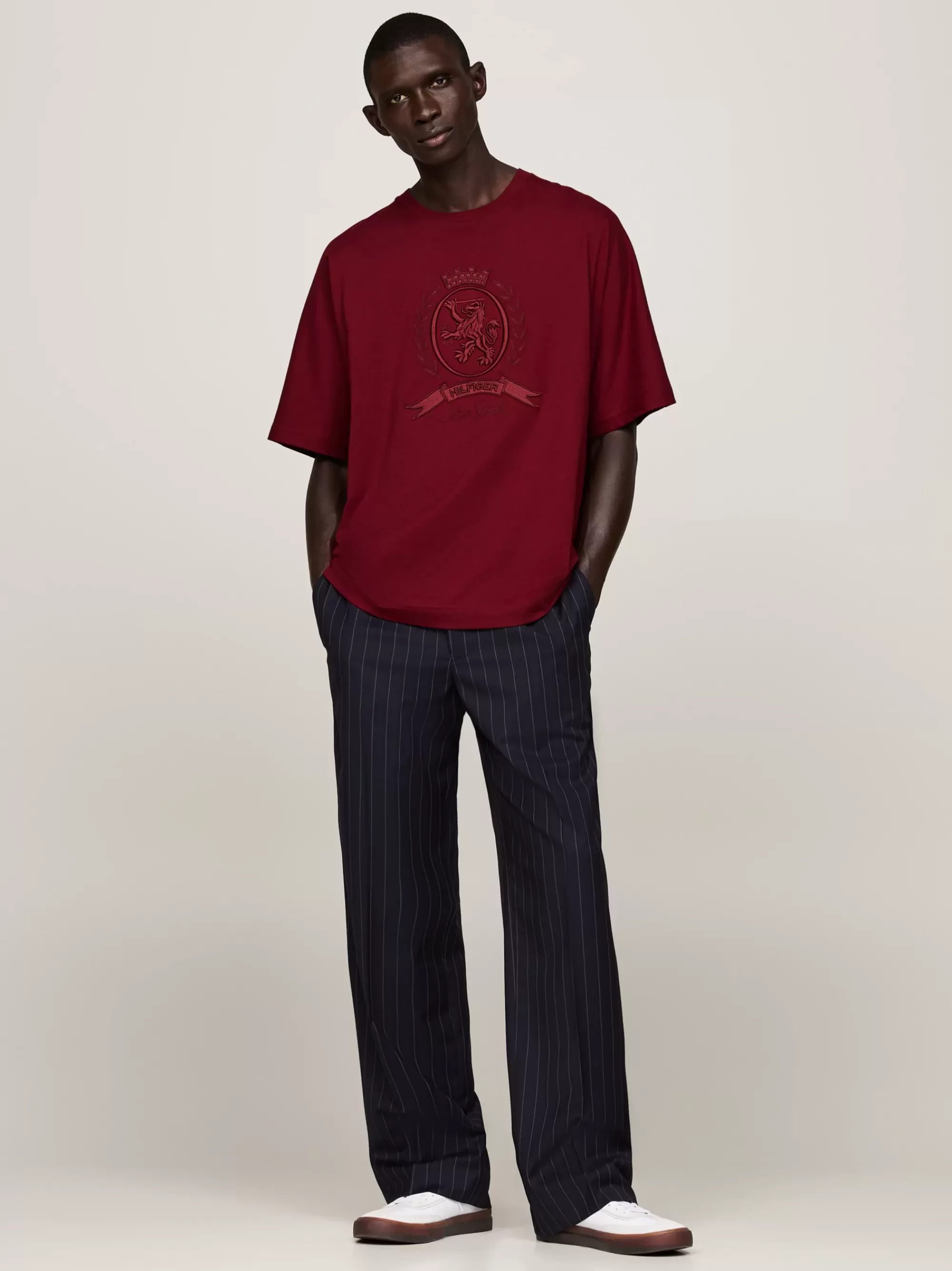 T-Shirts*Tommy Hilfiger Boxy Fit T-shirt Met Kimonomouwen En Embleem ROUGE