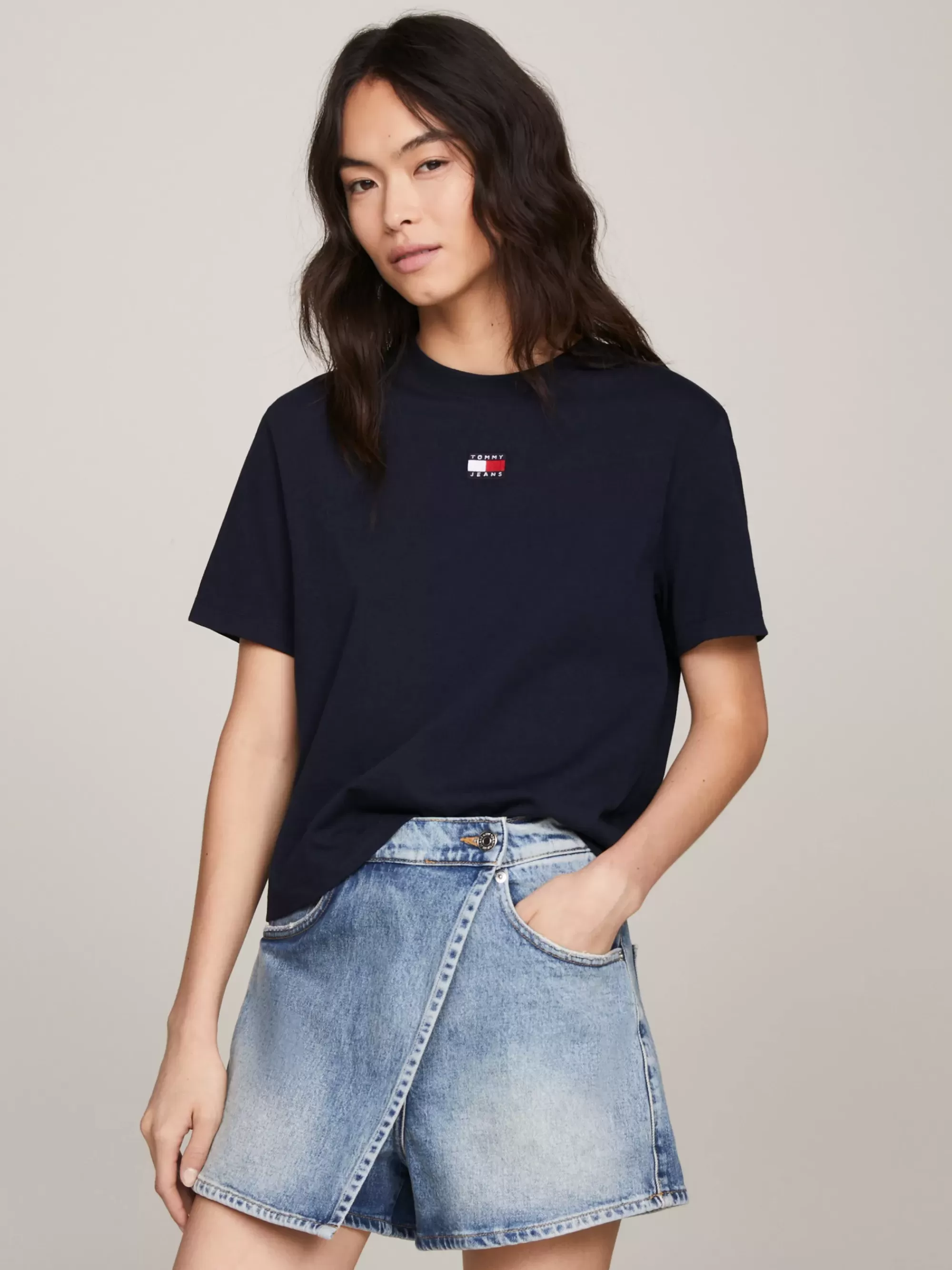 T-Shirts*Tommy Hilfiger Boxy Fit T-shirt Met Ronde Hals En Badge DARK NIGHT NAVY