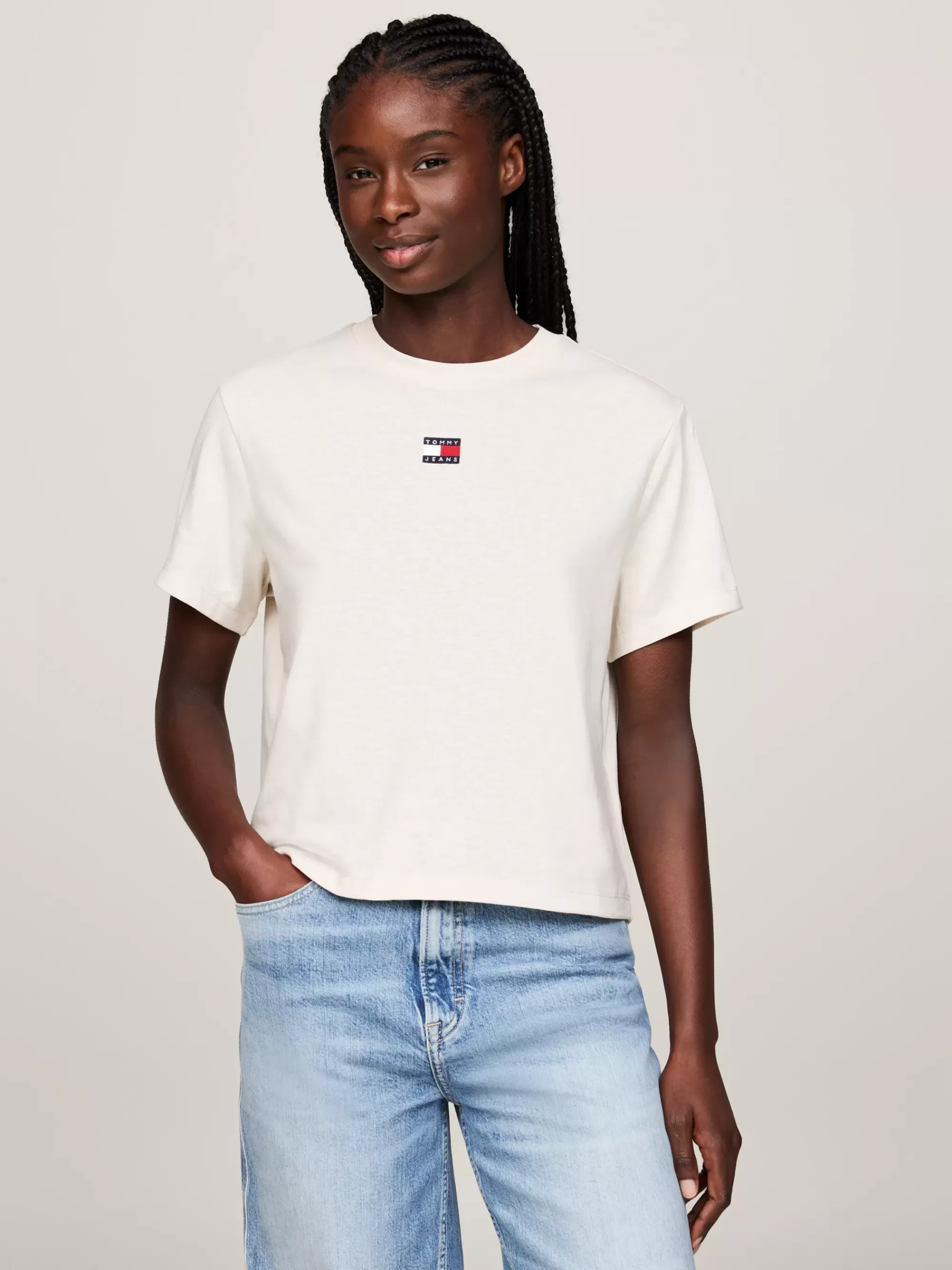 Curve Mode & Inclusieve Maten | T-Shirts*Tommy Hilfiger Boxy Fit T-shirt Met Ronde Hals En Badge NEWSPRINT