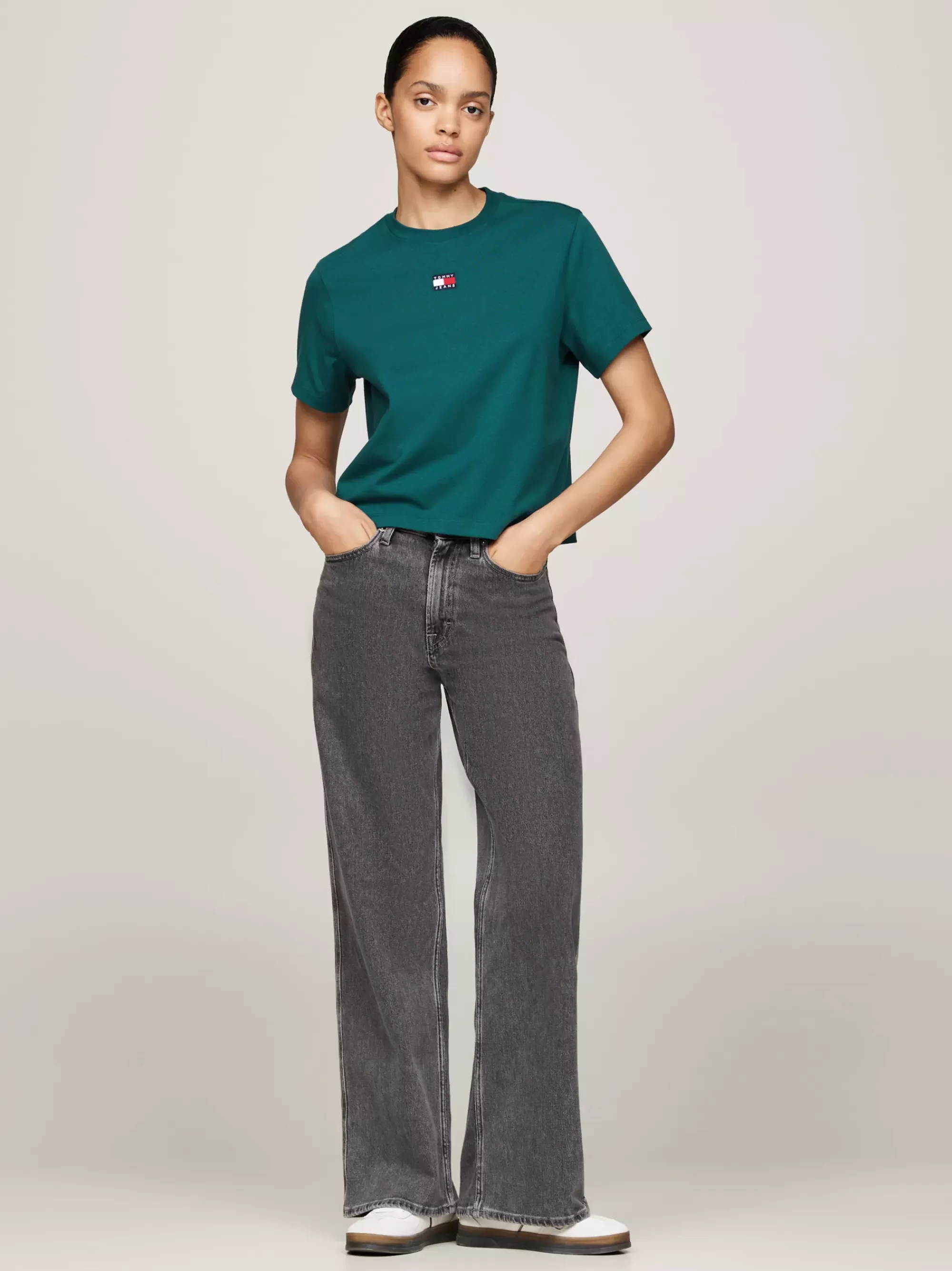 T-Shirts*Tommy Hilfiger Boxy Fit T-shirt Met Ronde Hals En Badge DEEP SEAWATER