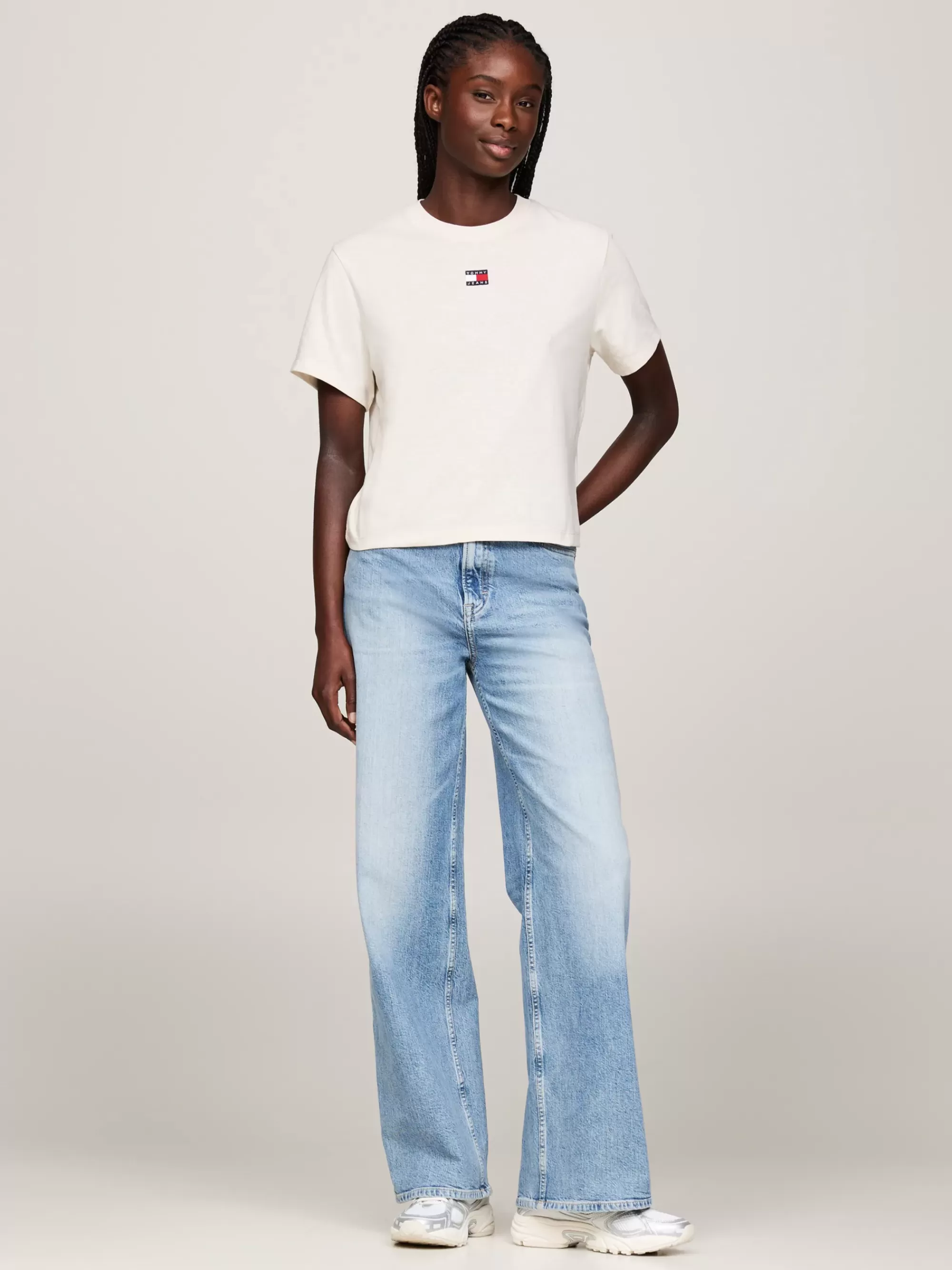 Curve Mode & Inclusieve Maten | T-Shirts*Tommy Hilfiger Boxy Fit T-shirt Met Ronde Hals En Badge NEWSPRINT