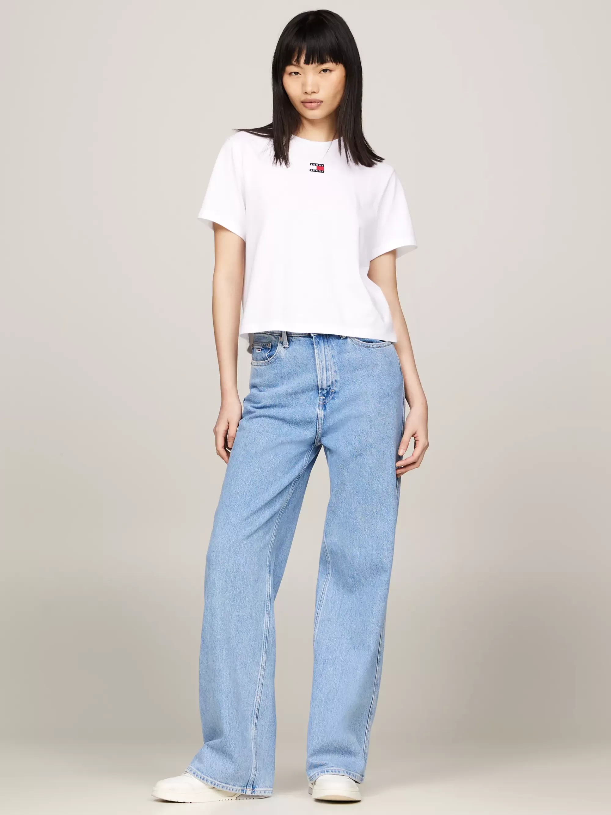 Curve Mode & Inclusieve Maten | T-Shirts*Tommy Hilfiger Boxy Fit T-shirt Met Ronde Hals En Badge WHITE