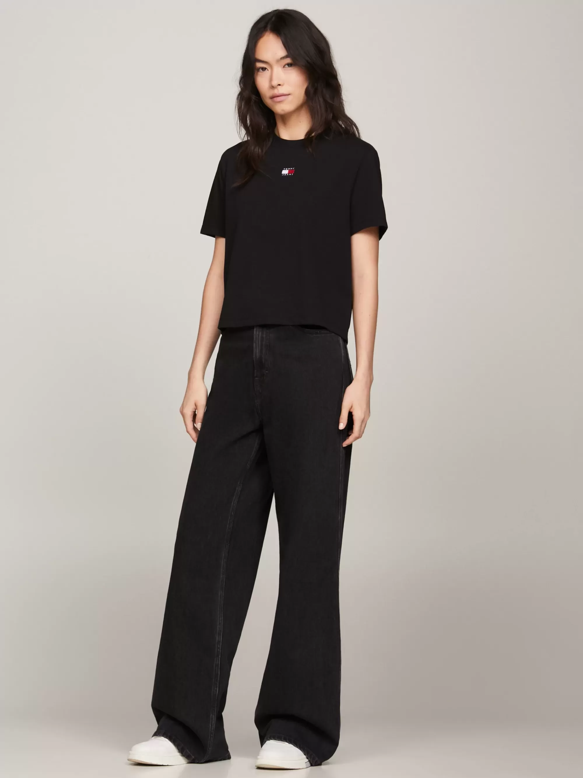 Curve Mode & Inclusieve Maten | T-Shirts*Tommy Hilfiger Boxy Fit T-shirt Met Ronde Hals En Badge BLACK